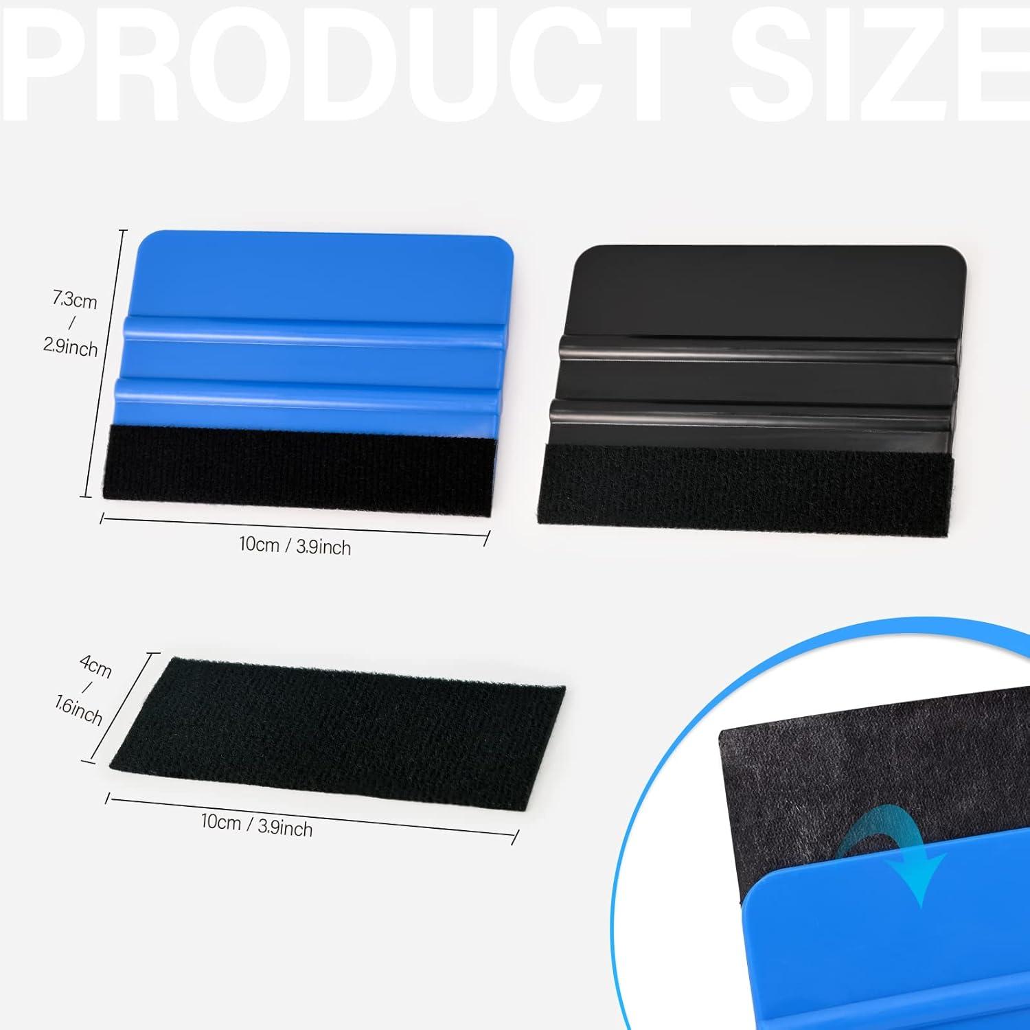 imageGomake 20 Pack Vinyl Squeegee with 20PCS Felt Fabric for Tint Film Decal Squeegee Application Tool Vinyl Wrap Installation Wallpaper Smooth Tool Black and Blue 20Black and Blue