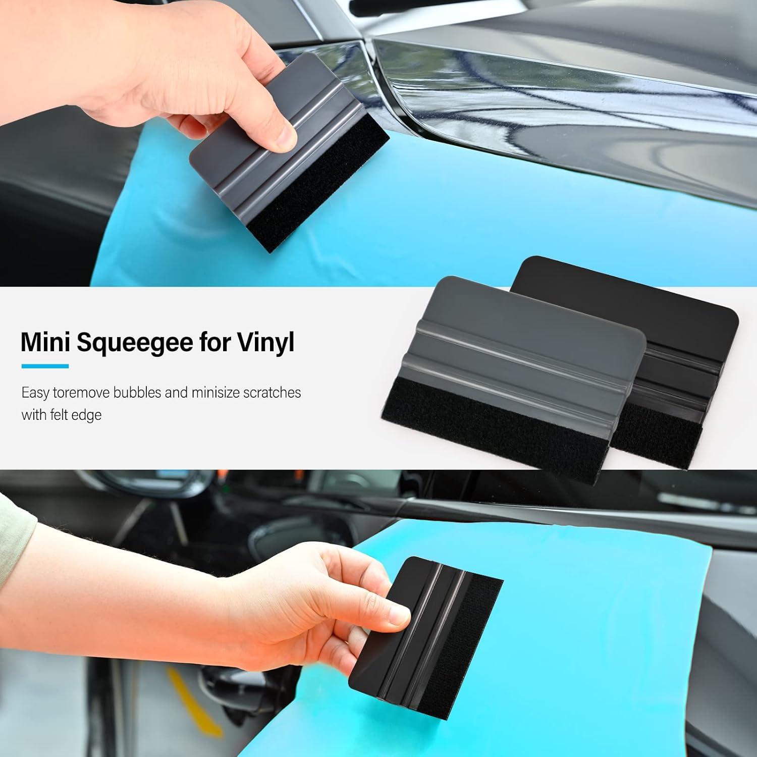 imageGomake 20 Pack Vinyl Squeegee with 20PCS Felt Fabric for Tint Film Decal Squeegee Application Tool Vinyl Wrap Installation Wallpaper Smooth Tool Black and Blue 20Black and Grey