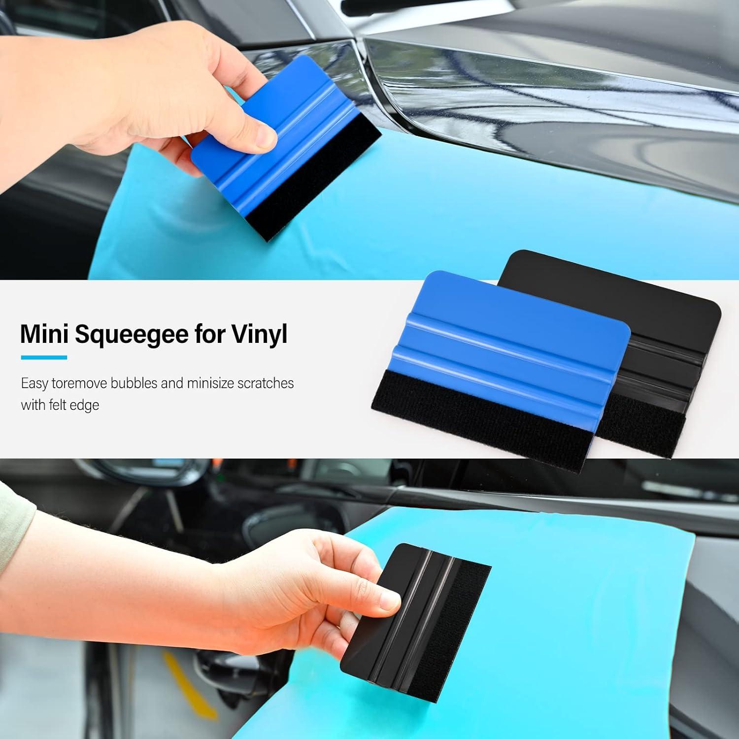 imageGomake 20 Pack Vinyl Squeegee with 20PCS Felt Fabric for Tint Film Decal Squeegee Application Tool Vinyl Wrap Installation Wallpaper Smooth Tool Black and Blue 20Black and Blue