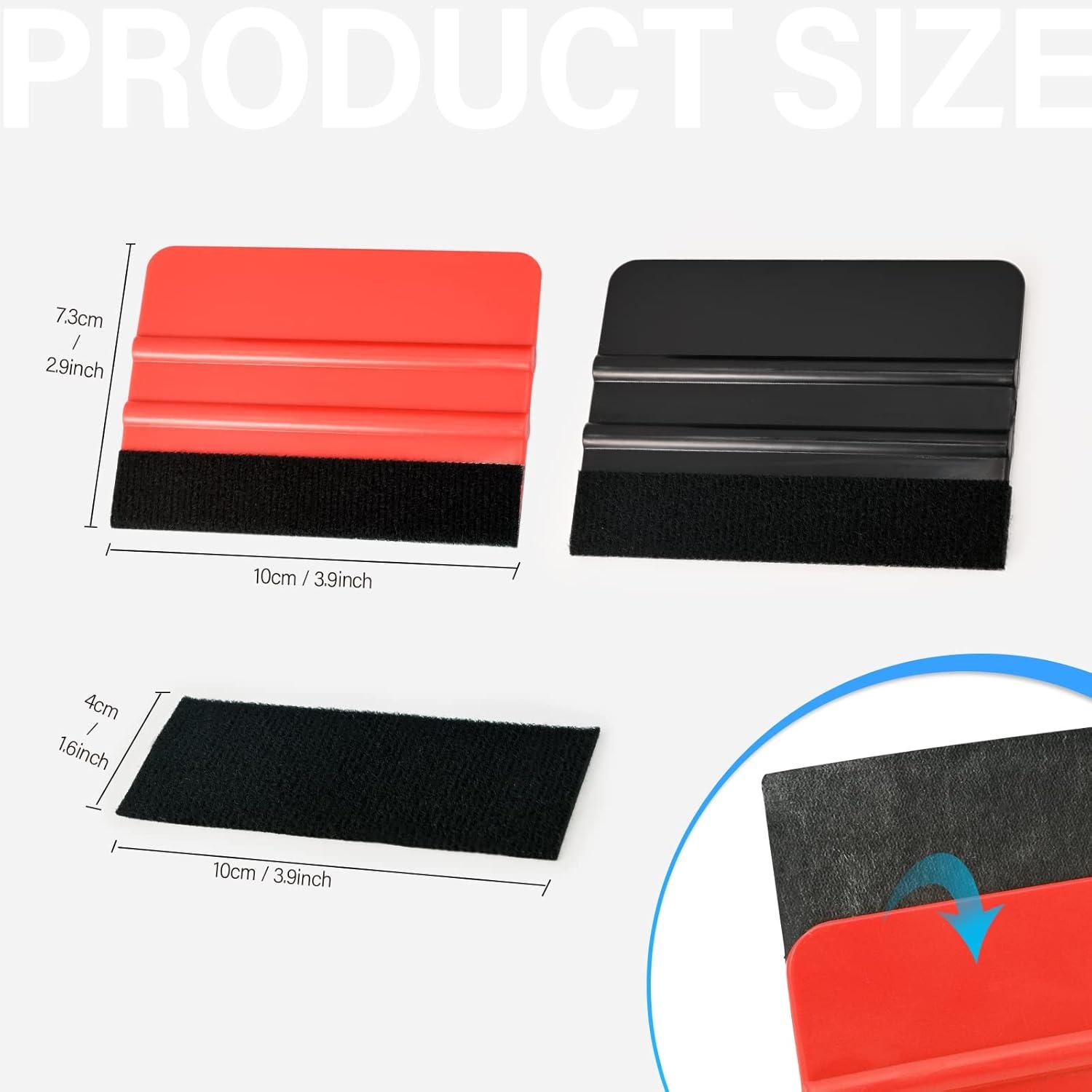 imageGomake 20 Pack Vinyl Squeegee with 20PCS Felt Fabric for Tint Film Decal Squeegee Application Tool Vinyl Wrap Installation Wallpaper Smooth Tool Black and Blue 20Black and Red