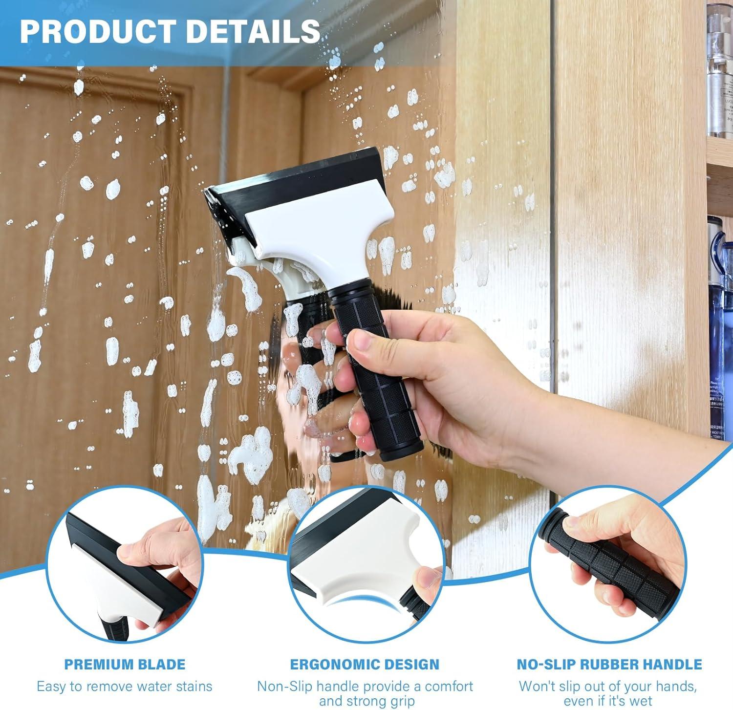 imageGomake 2PCS Small Rubber Squeegee Ice Scraper Window Shower SqueegeeAuto Water Blade Squeegee for Shower Glass DoorCar Windshield Window Mirror BathroomCountertop Cleaning BlackBlack