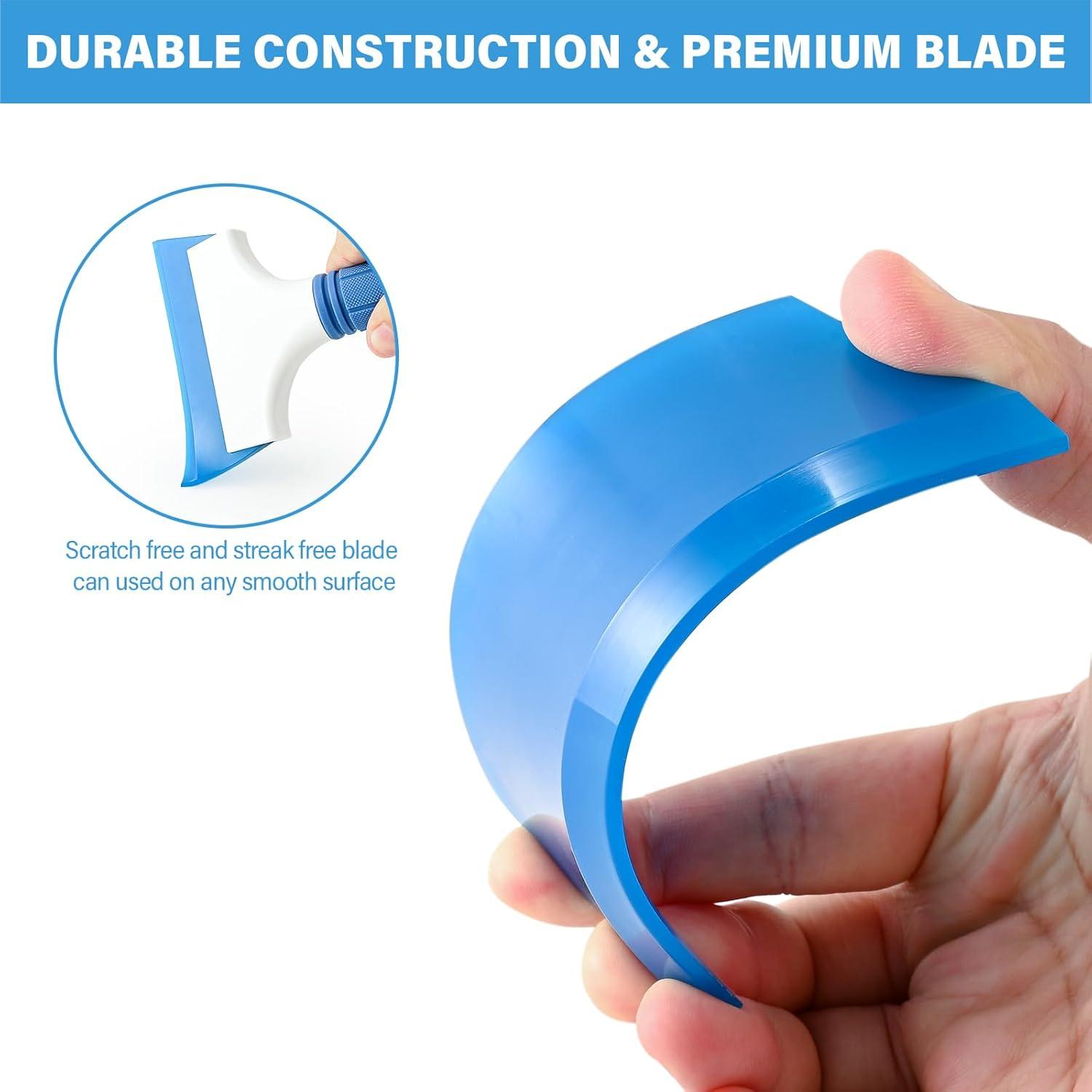 imageGomake 2PCS Small Rubber Squeegee Ice Scraper Window Shower SqueegeeAuto Water Blade Squeegee for Shower Glass DoorCar Windshield Window Mirror BathroomCountertop Cleaning BlackBlue