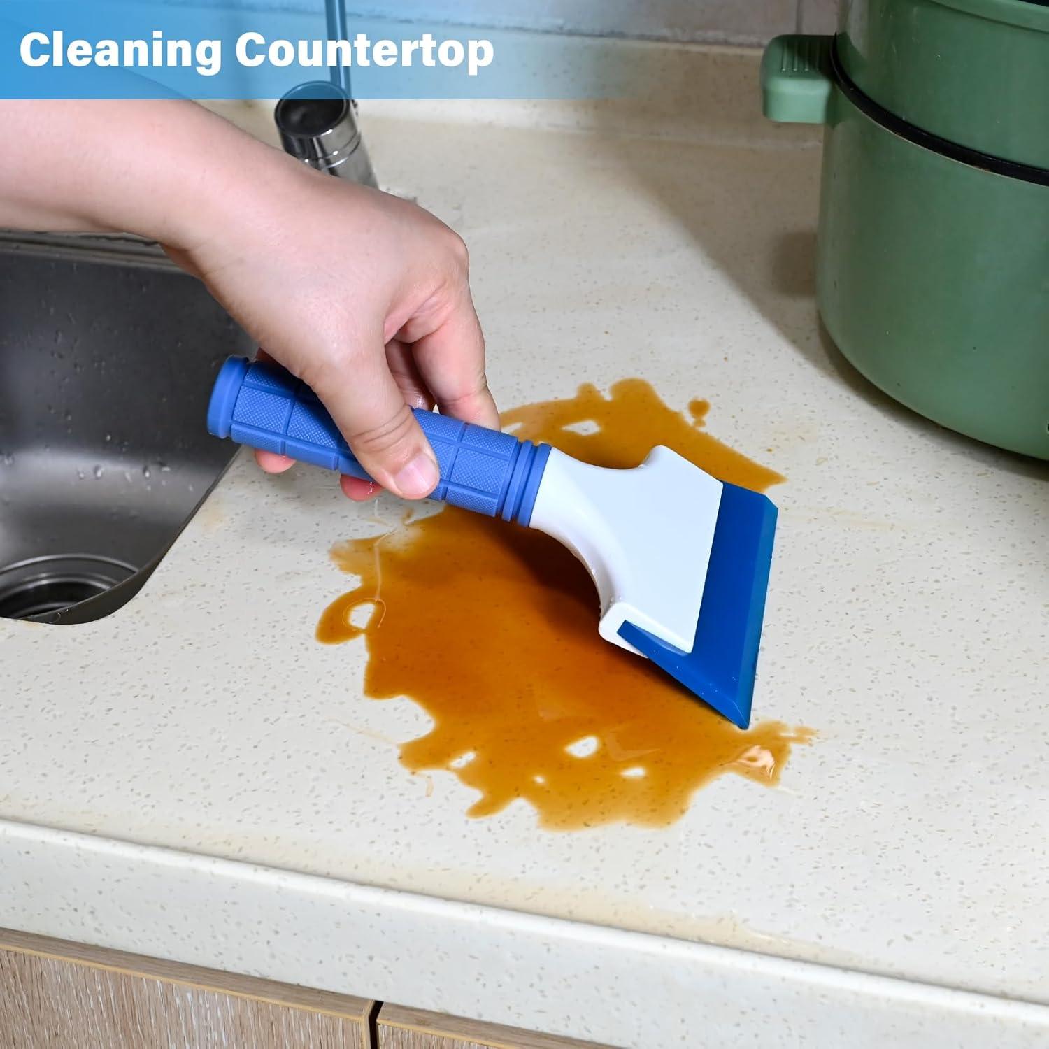 imageGomake 2PCS Small Rubber Squeegee Ice Scraper Window Shower SqueegeeAuto Water Blade Squeegee for Shower Glass DoorCar Windshield Window Mirror BathroomCountertop Cleaning BlackBlue