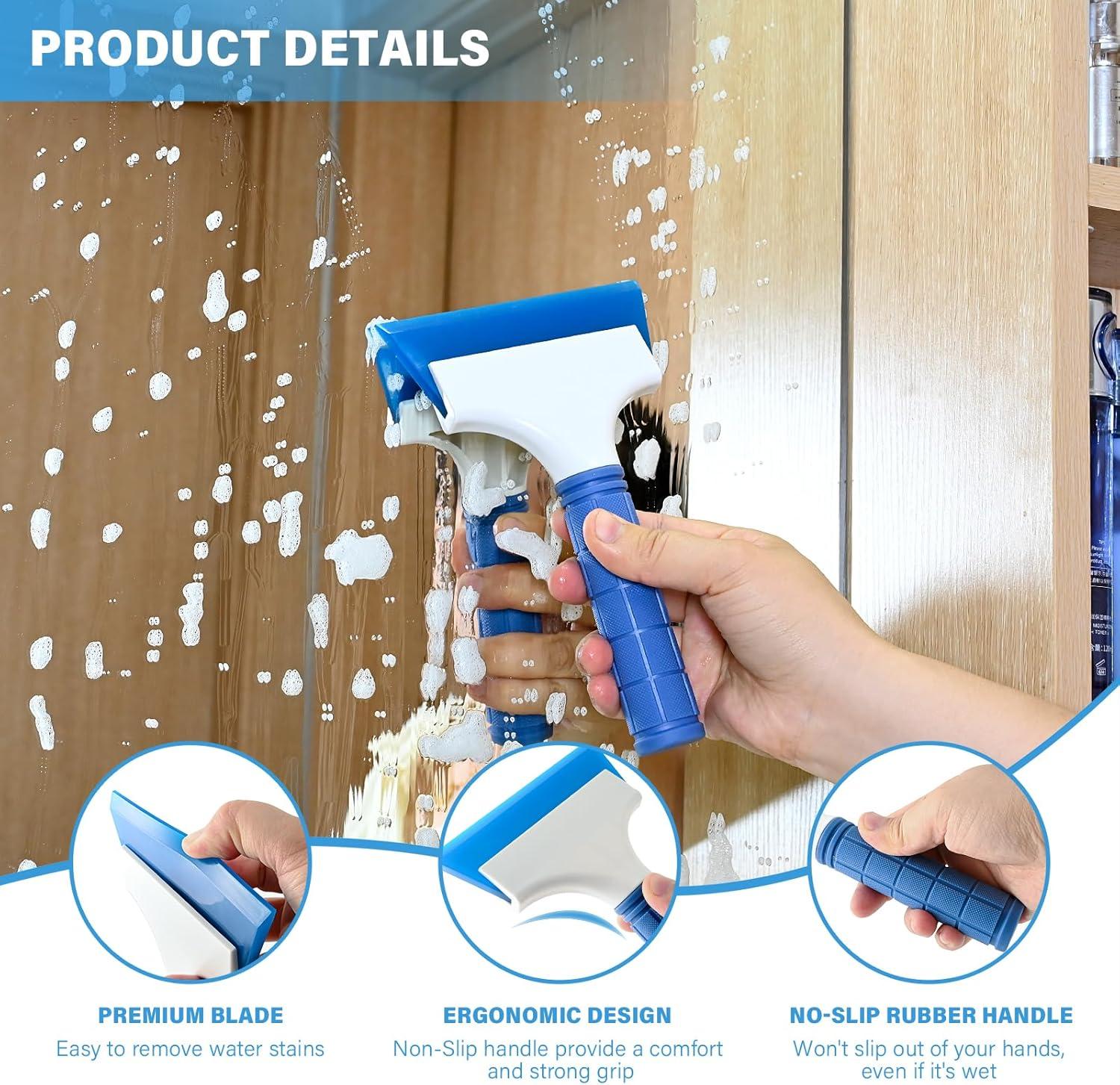 imageGomake 2PCS Small Rubber Squeegee Ice Scraper Window Shower SqueegeeAuto Water Blade Squeegee for Shower Glass DoorCar Windshield Window Mirror BathroomCountertop Cleaning BlackBlue