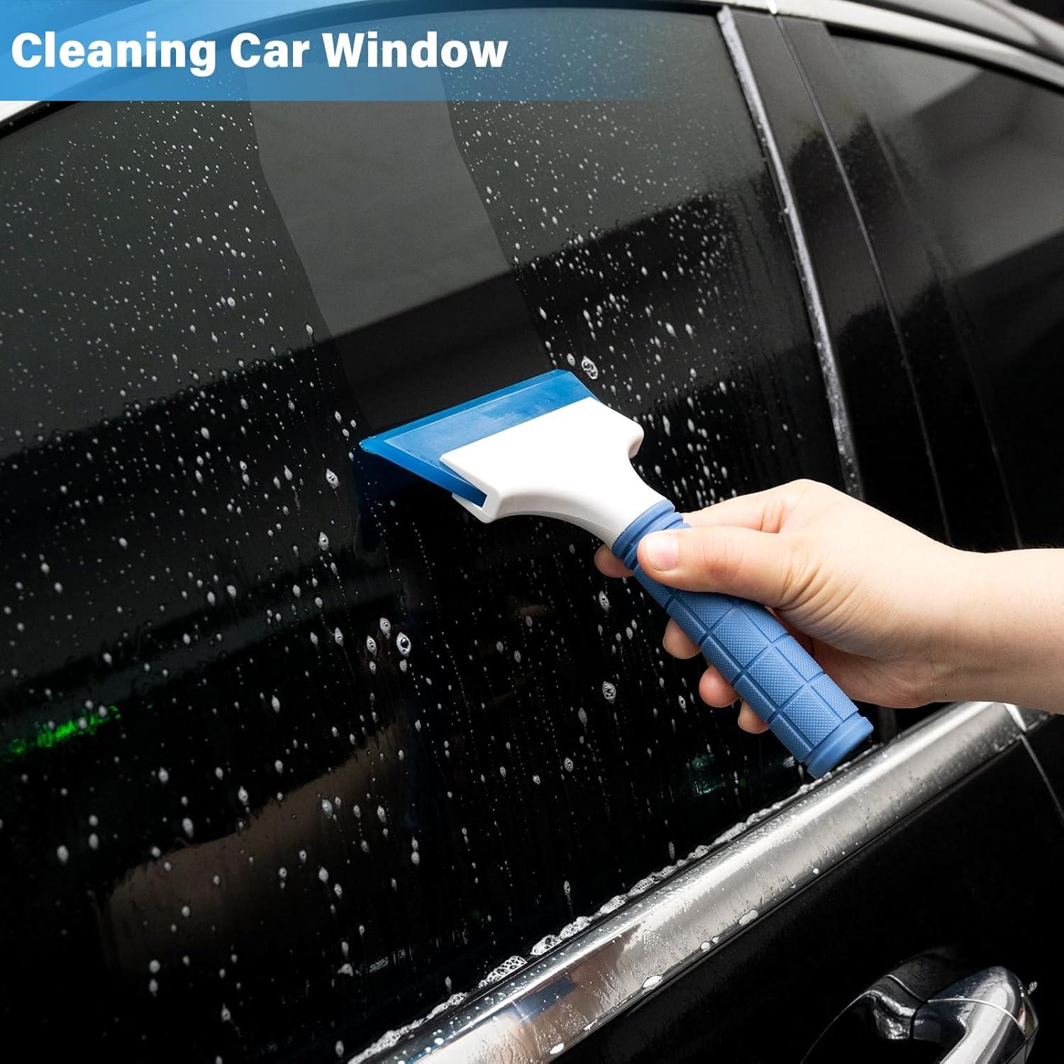 imageGomake 2PCS Small Rubber Squeegee Ice Scraper Window Shower SqueegeeAuto Water Blade Squeegee for Shower Glass DoorCar Windshield Window Mirror BathroomCountertop Cleaning BlackBlue