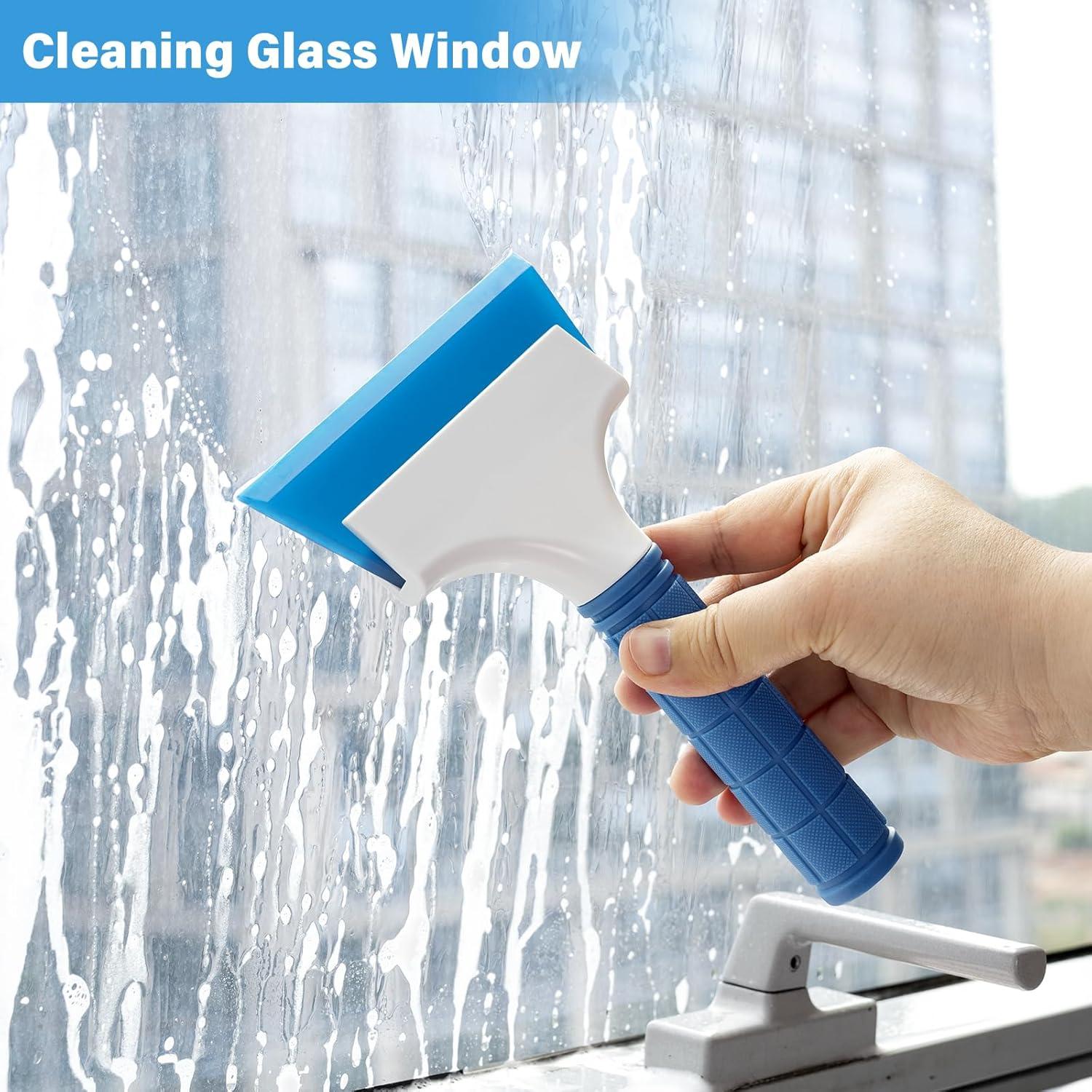 imageGomake 2PCS Small Rubber Squeegee Ice Scraper Window Shower SqueegeeAuto Water Blade Squeegee for Shower Glass DoorCar Windshield Window Mirror BathroomCountertop Cleaning BlackBlue