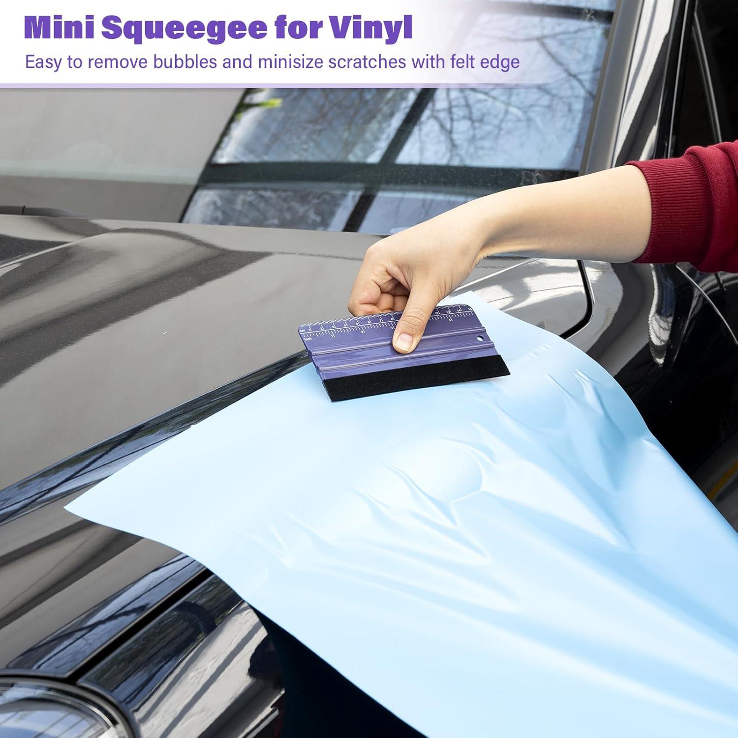 imageGomake 2PCS Vinyl Wrap Squeegee with 6PCS Squeegee Felt Fabric for Tint Film Decal Squeegee Application Tool Vinyl Wrap Installation Wallpaper Smooth Tool GreenPurple
