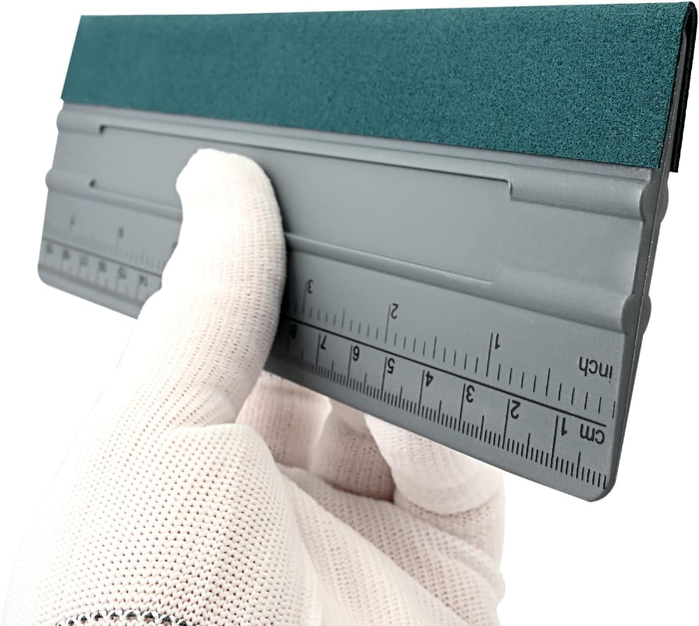 imageGomake 3pcs 76inch Vinyl Wrap Squeegee with Felt Edge Measuring Guidelines Ideal for Automotive Vinyl Film Wrapping ampamp Window Tint Film ApplicationGray With Green