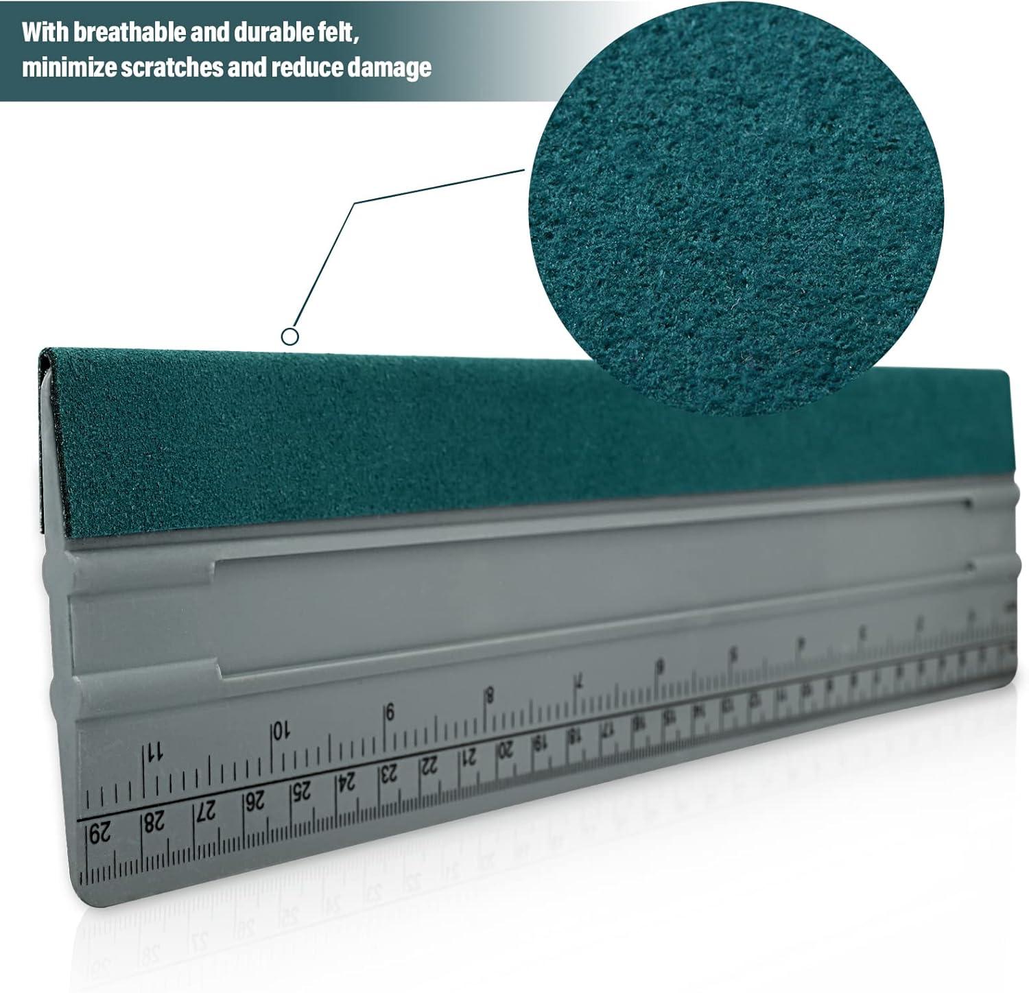 imageGomake 3pcs 76inch Vinyl Wrap Squeegee with Felt Edge Measuring Guidelines Ideal for Automotive Vinyl Film Wrapping ampamp Window Tint Film ApplicationGray With Green