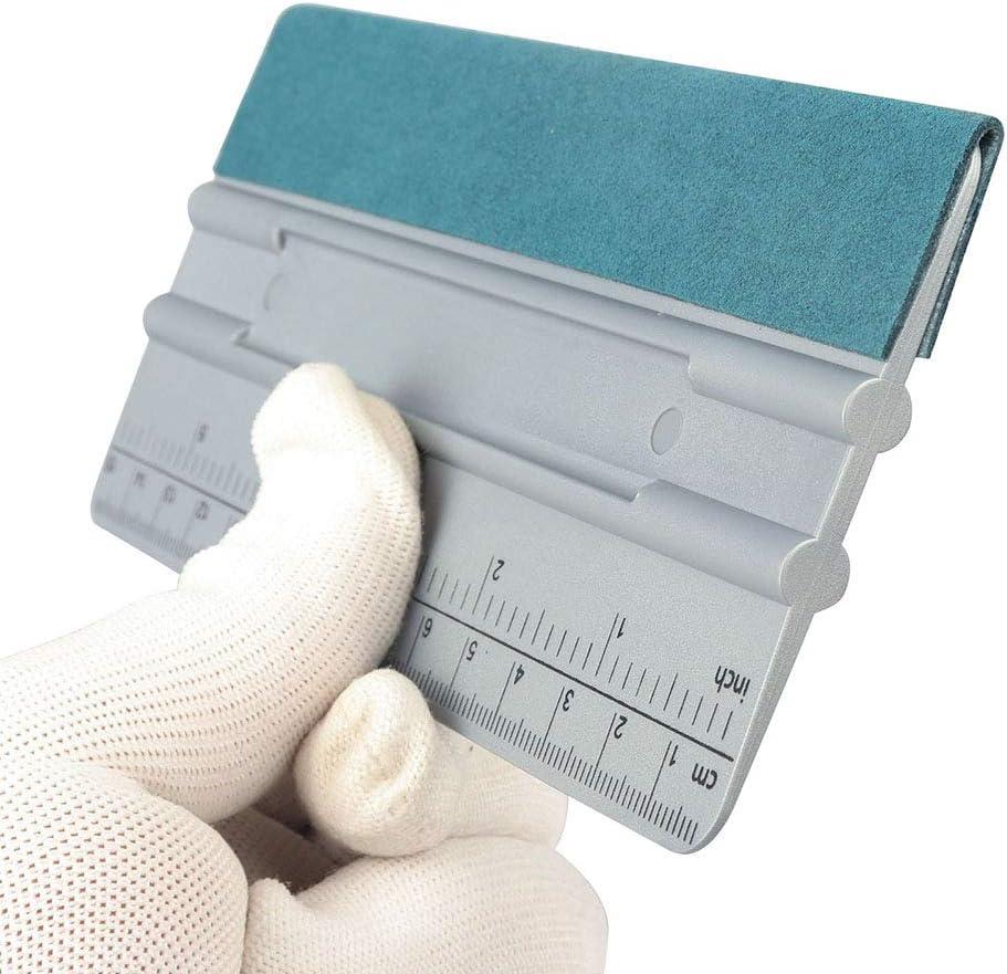 imageGomake 3pcs 76inch Vinyl Wrap Squeegee with Felt Edge Measuring Guidelines Ideal for Automotive Vinyl Film Wrapping ampamp Window Tint Film ApplicationGray With Green