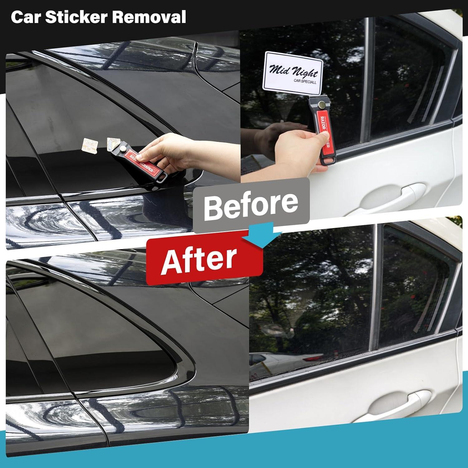 imageGomake 4 Inch Razor Blade Scraper Tool Razor Scraper with Extra Razor Blades Cleaning Scraper Remover for Removal Floor Stove Scraping Labels and Decals Sticker on Car Window Glass W81W80