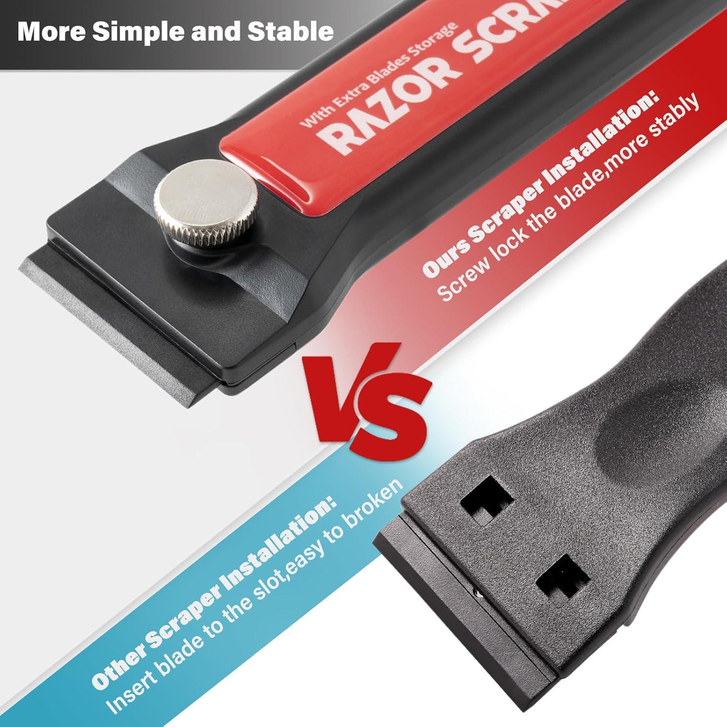 imageGomake 4 Inch Razor Blade Scraper Tool Razor Scraper with Extra Razor Blades Cleaning Scraper Remover for Removal Floor Stove Scraping Labels and Decals Sticker on Car Window Glass W81W80