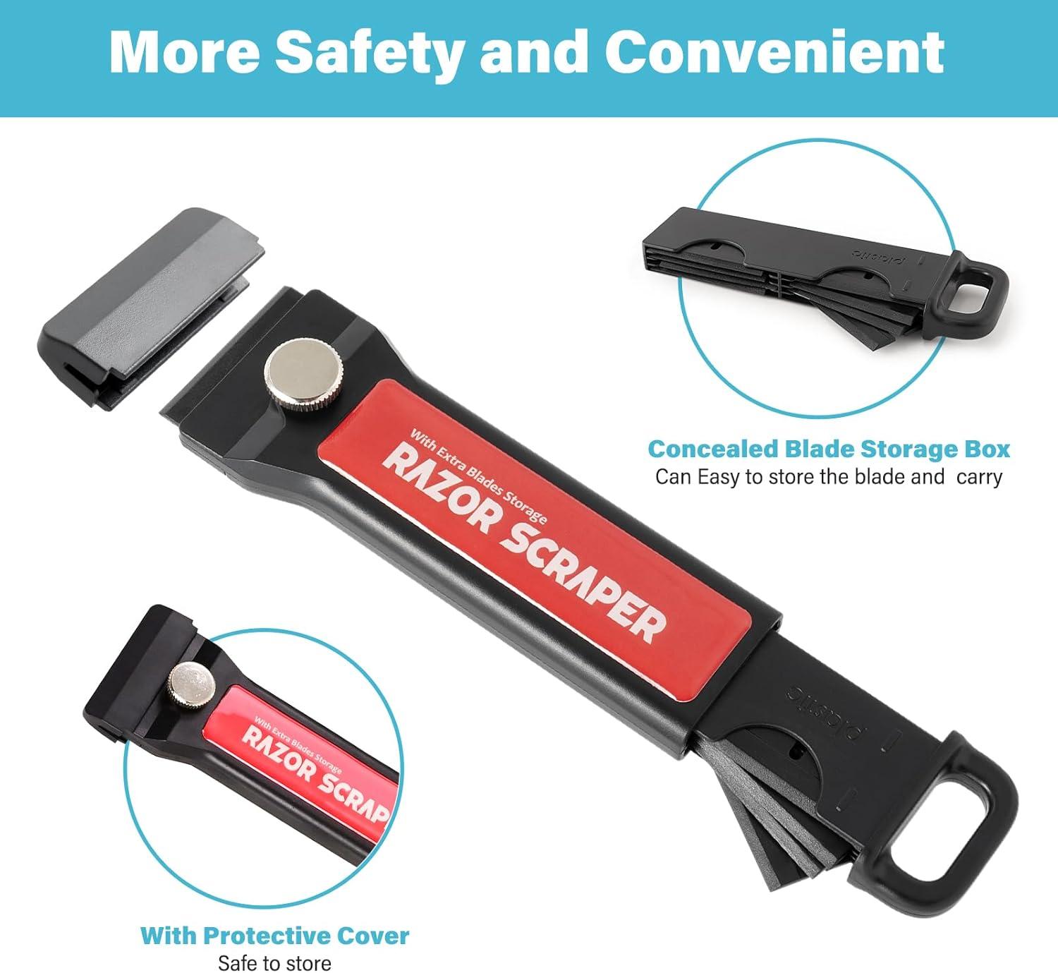 imageGomake 4 Inch Razor Blade Scraper Tool Razor Scraper with Extra Razor Blades Cleaning Scraper Remover for Removal Floor Stove Scraping Labels and Decals Sticker on Car Window Glass W81W80