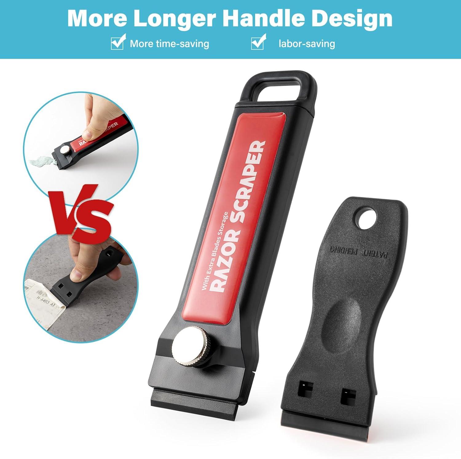 imageGomake 4 Inch Razor Blade Scraper Tool Razor Scraper with Extra Razor Blades Cleaning Scraper Remover for Removal Floor Stove Scraping Labels and Decals Sticker on Car Window Glass W81W80