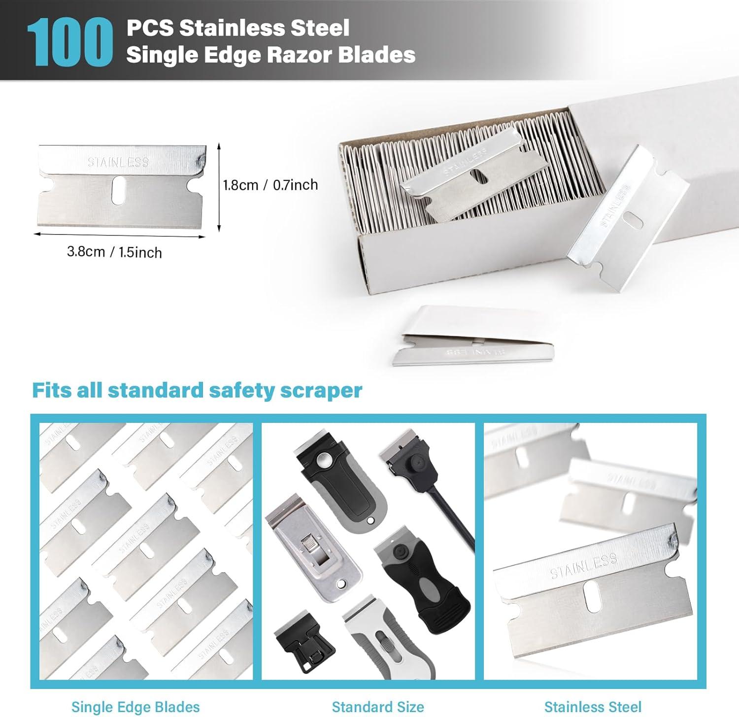 imageGomake 4 Inch Razor Blade Scraper Tool Razor Scraper with Extra Razor Blades Cleaning Scraper Remover for Removal Floor Stove Scraping Labels and Decals Sticker on Car Window Glass W81W79