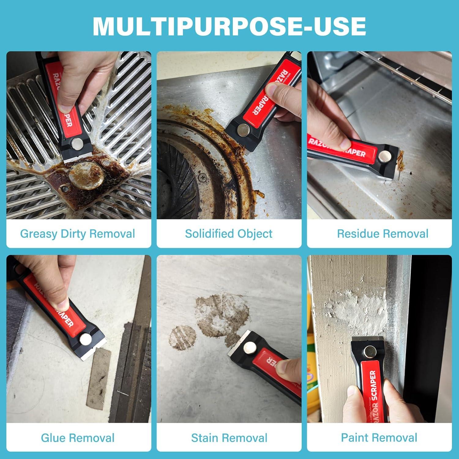 imageGomake 4 Inch Razor Blade Scraper Tool Razor Scraper with Extra Razor Blades Cleaning Scraper Remover for Removal Floor Stove Scraping Labels and Decals Sticker on Car Window Glass W81W79