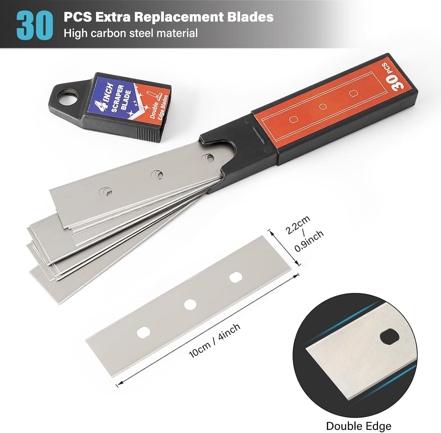 imageGomake 4 Inch Razor Blade Scraper Tool Razor Scraper with Extra Razor Blades Cleaning Scraper Remover for Removal Floor Stove Scraping Labels and Decals Sticker on Car Window Glass W81W81