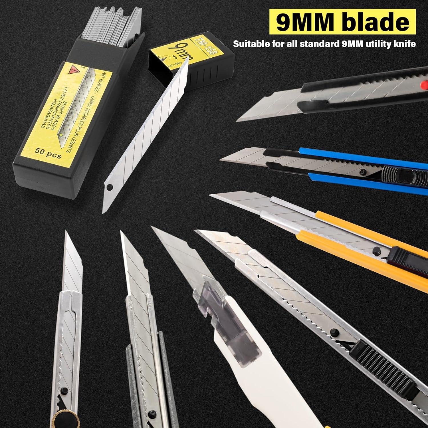 imageGomake 9mm Utility Knife Replacement Blades Snap Off Blades for 9MM Universal Art KnifeStainless Steel Blades Use in Office Home Arts Crafts  100PCS30 degree Carbon Steel