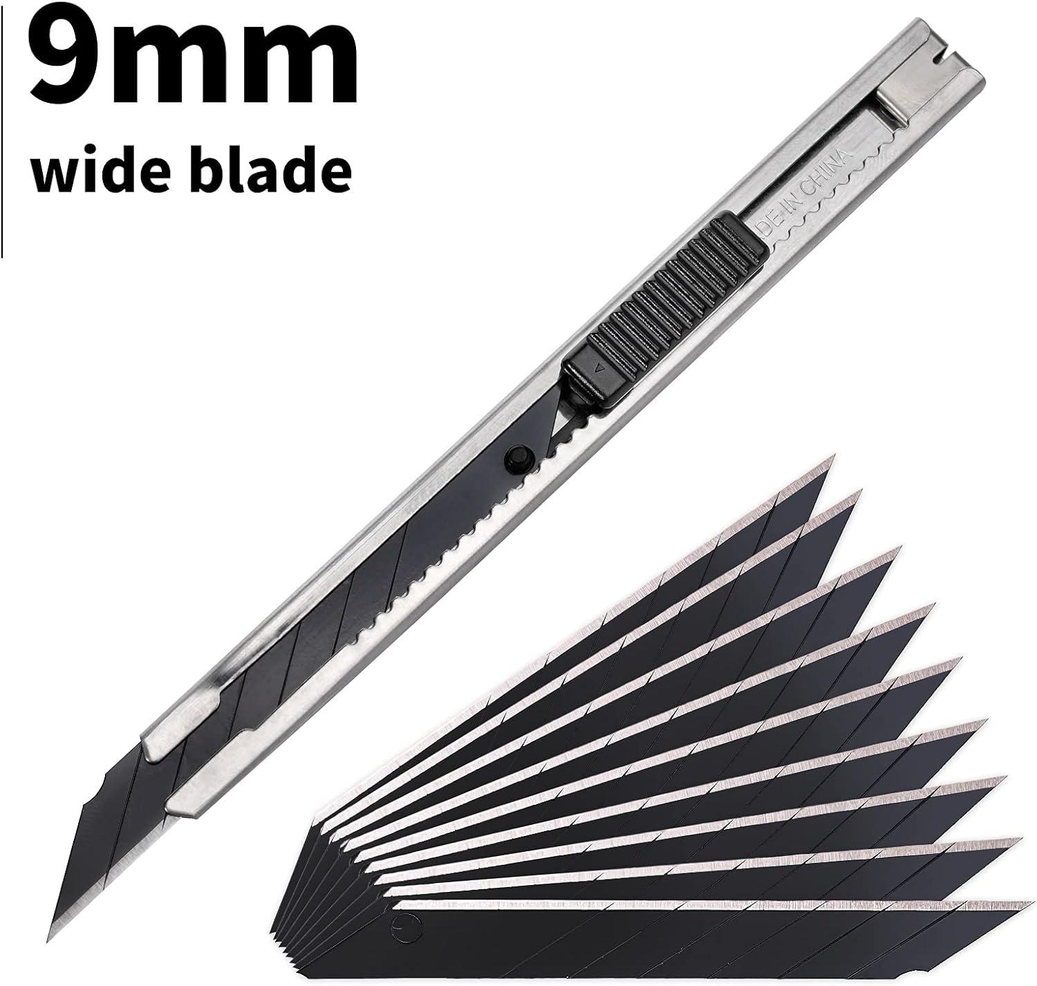 imageGomake 9mm Utility Knife Replacement Blades Snap Off Blades for 9MM Universal Art KnifeStainless Steel Blades Use in Office Home Arts Crafts  100PCS30 degree Carbon SteelBlack