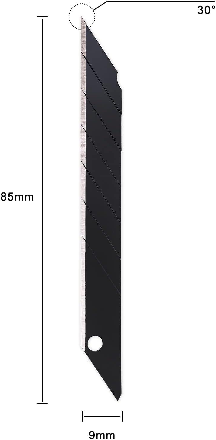 imageGomake 9mm Utility Knife Replacement Blades Snap Off Blades for 9MM Universal Art KnifeStainless Steel Blades Use in Office Home Arts Crafts  100PCS30 degree Carbon SteelBlack