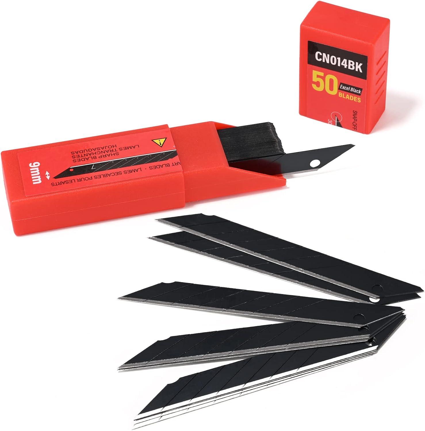 imageGomake 9mm Utility Knife Replacement Blades Snap Off Blades for 9MM Universal Art KnifeStainless Steel Blades Use in Office Home Arts Crafts  100PCS30 degree Carbon SteelBlack