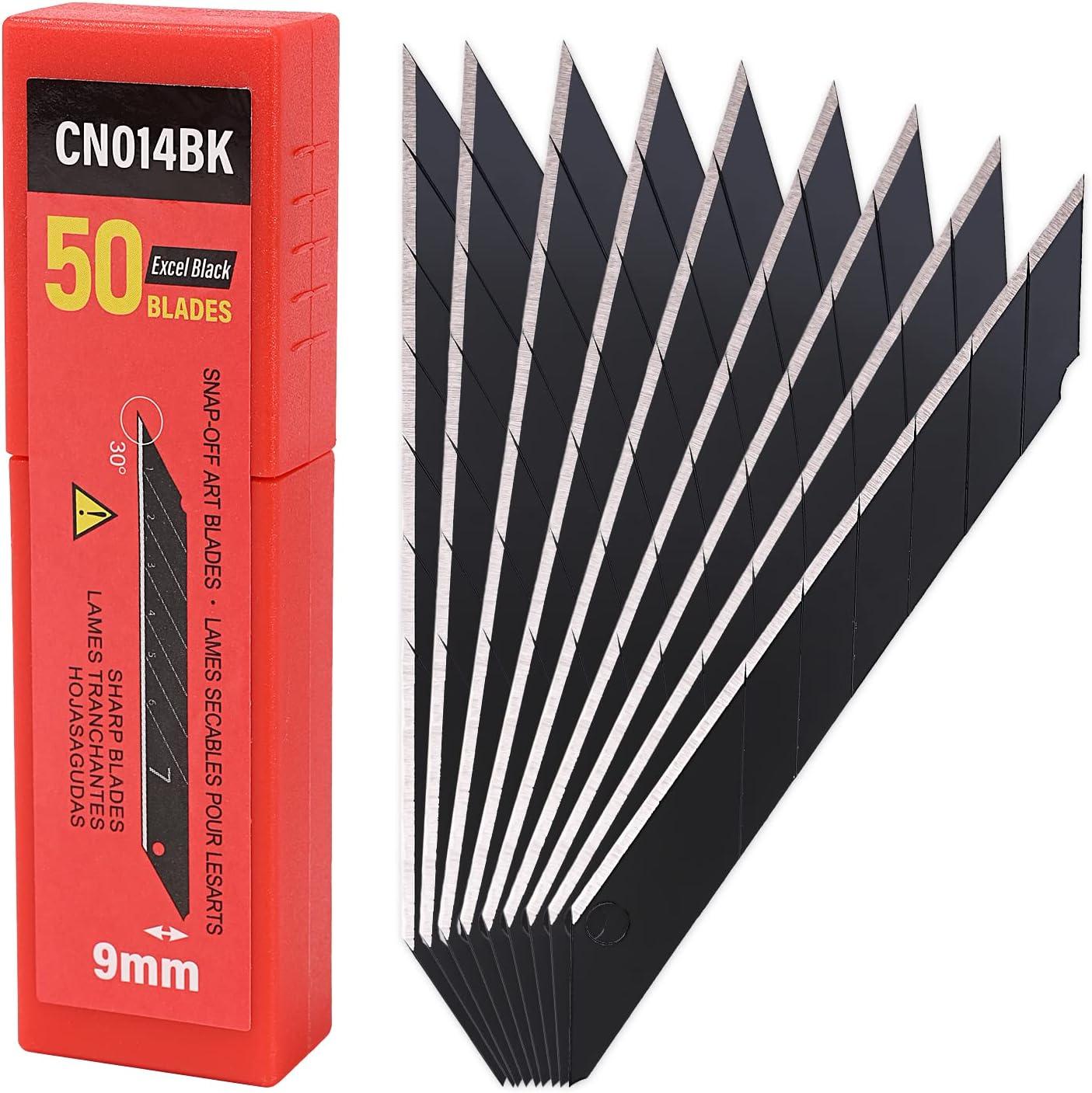 imageGomake 9mm Utility Knife Replacement Blades Snap Off Blades for 9MM Universal Art KnifeStainless Steel Blades Use in Office Home Arts Crafts  100PCS30 degree Carbon SteelBlack