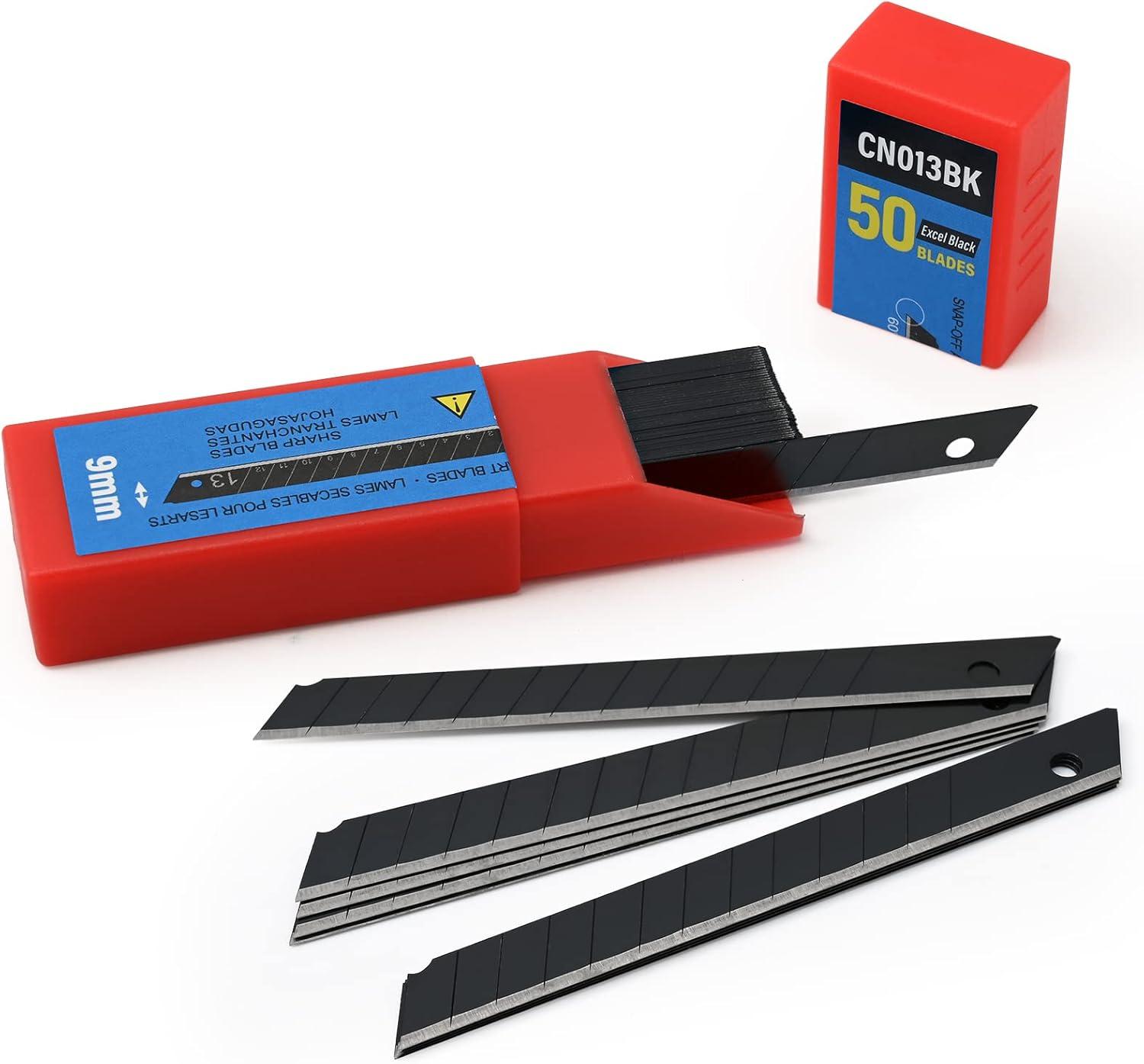 imageGomake 9mm Utility Knife Replacement Blades Snap Off Blades for 9MM Universal Art KnifeStainless Steel Blades Use in Office Home Arts Crafts  100PCS60 degree Carbon SteelBlack