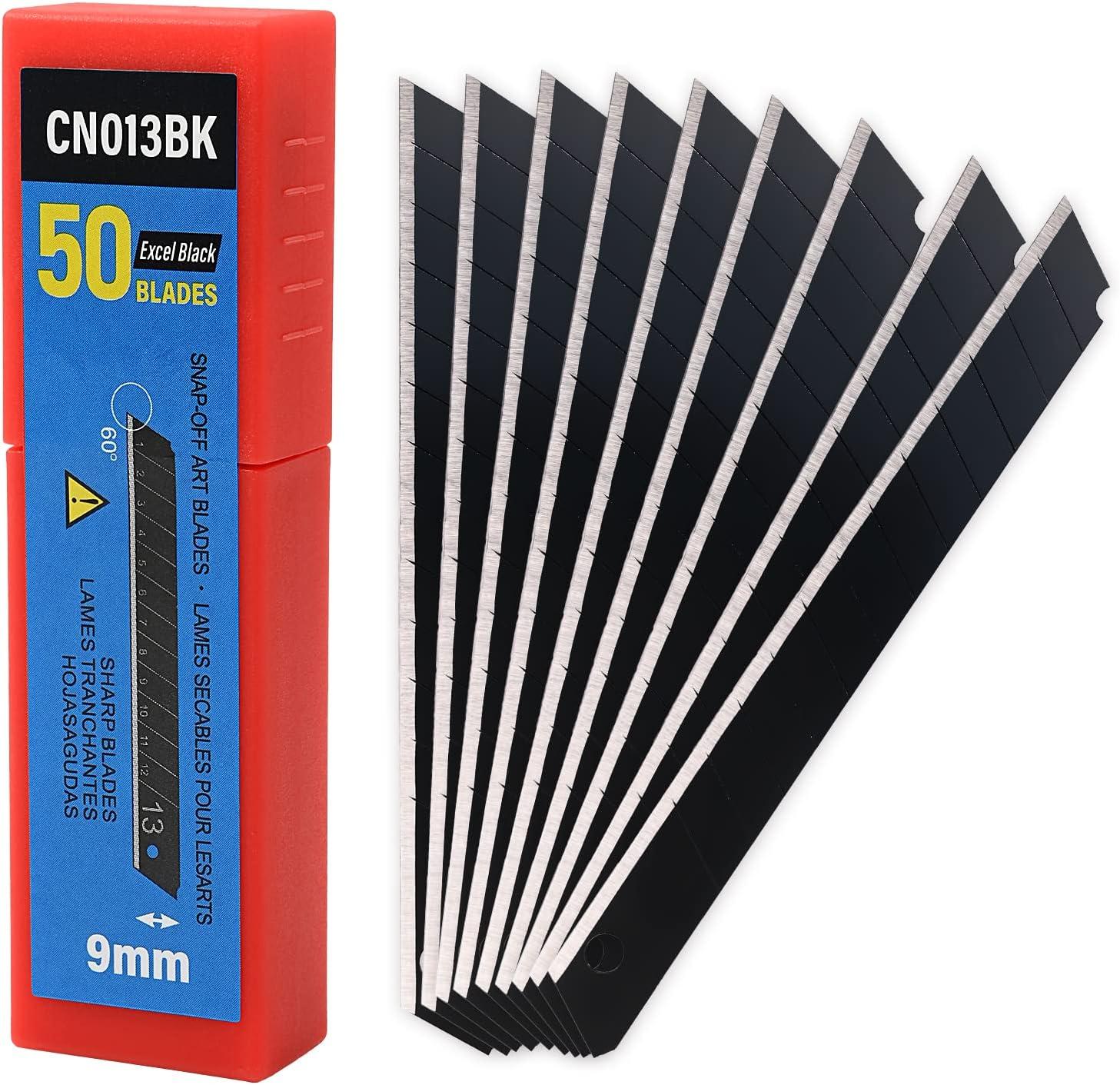 imageGomake 9mm Utility Knife Replacement Blades Snap Off Blades for 9MM Universal Art KnifeStainless Steel Blades Use in Office Home Arts Crafts  100PCS60 degree Carbon SteelBlack