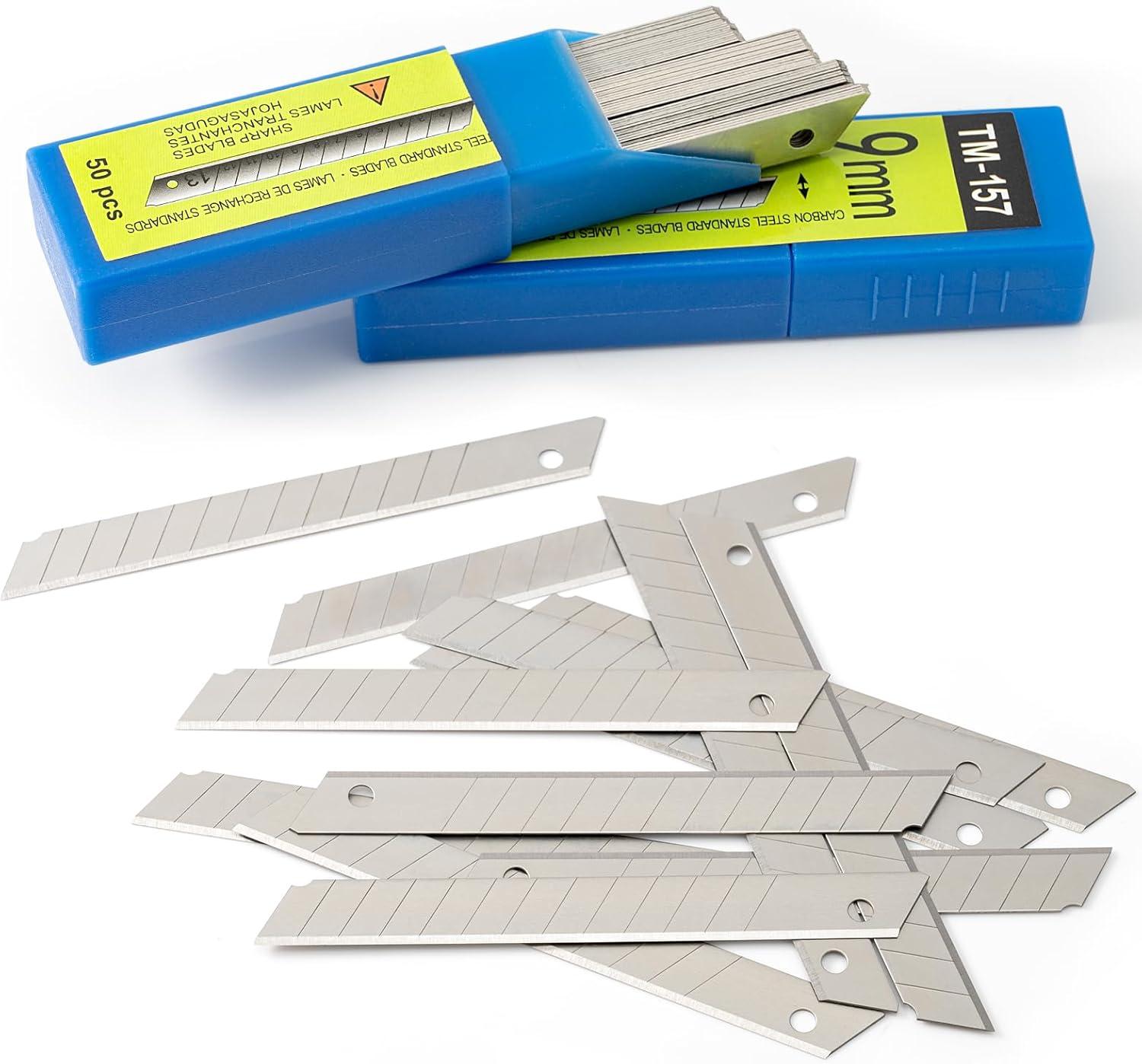 imageGomake 9mm Utility Knife Replacement Blades Snap Off Blades for 9MM Universal Art KnifeStainless Steel Blades Use in Office Home Arts Crafts  100PCS60 degree Carbon Steel