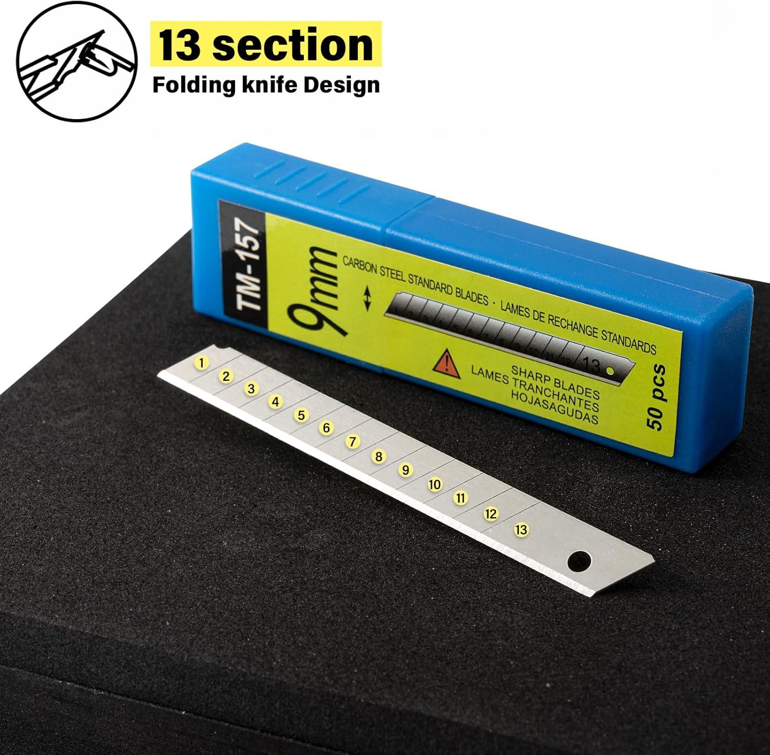 imageGomake 9mm Utility Knife Replacement Blades Snap Off Blades for 9MM Universal Art KnifeStainless Steel Blades Use in Office Home Arts Crafts  100PCS60 degree Carbon Steel