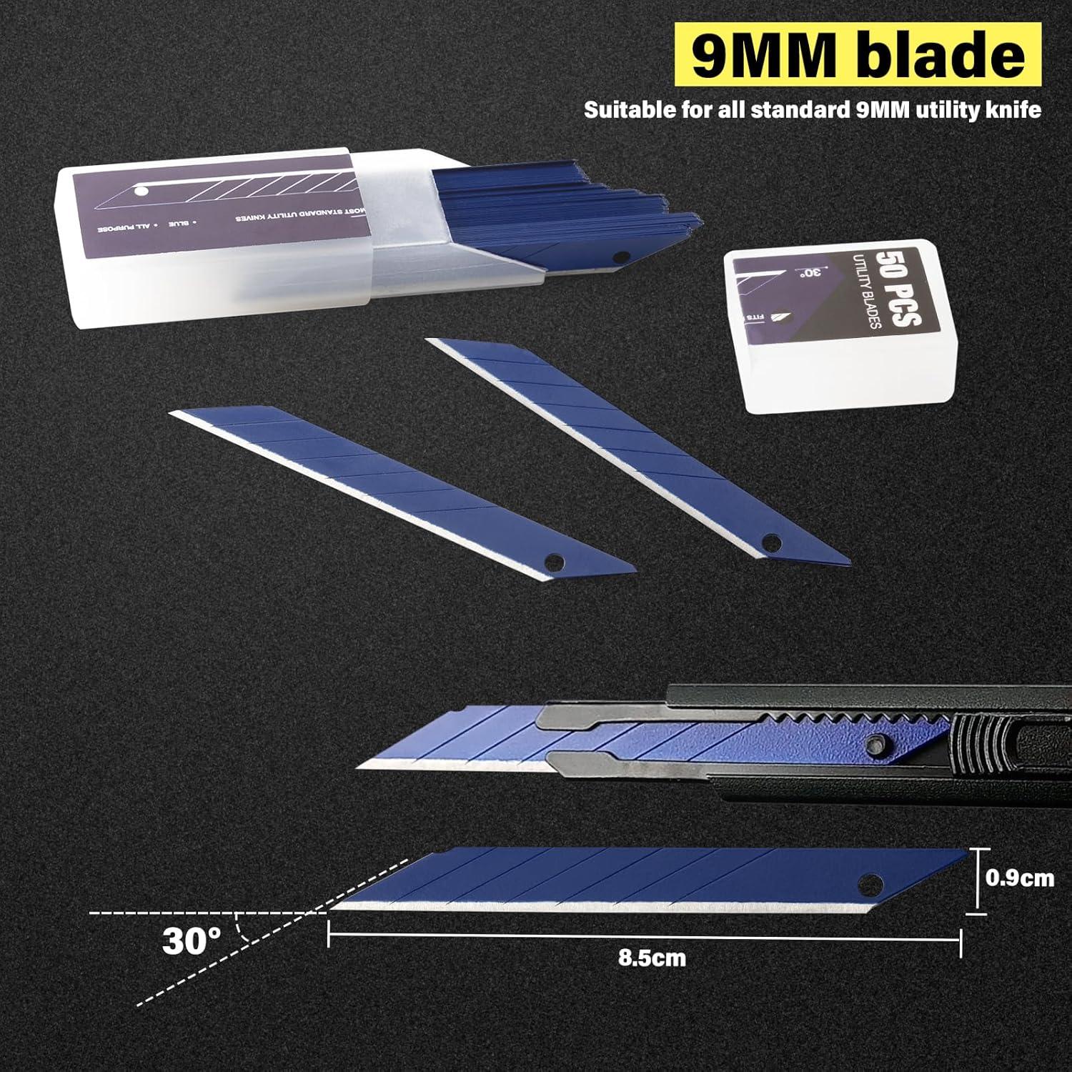 imageGomake 9mm Utility Knife Replacement Blades30 Degree Snap Off Carbon Steel Knife Blades for Retractable Cutting Knives Hobby Craft Box Cutter 100PCS BlueBlue