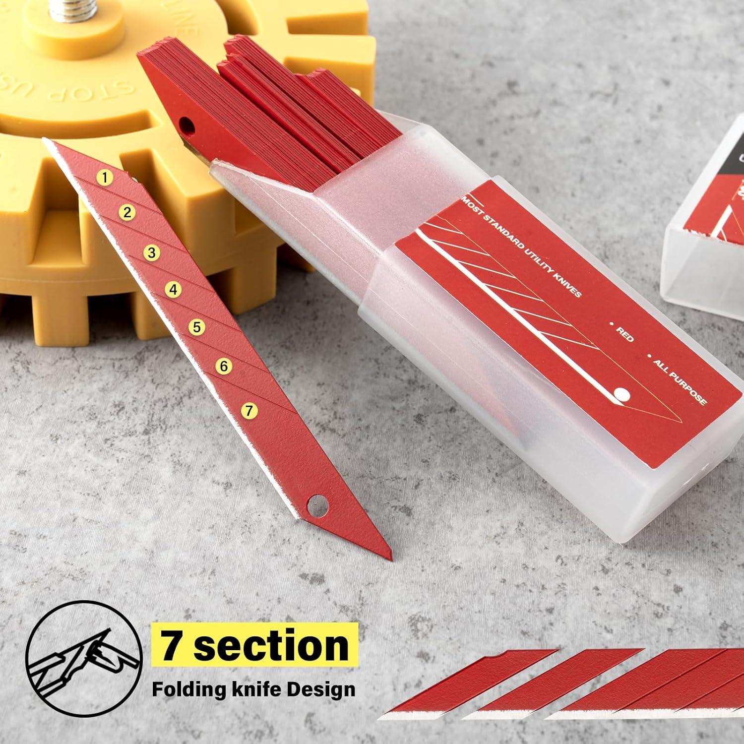 imageGomake 9mm Utility Knife Replacement Blades30 Degree Snap Off Carbon Steel Knife Blades for Retractable Cutting Knives Hobby Craft Box Cutter 100PCS BlueRed