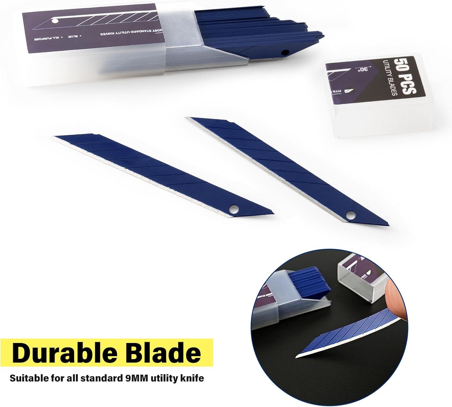 imageGomake 9mm Utility Knife Replacement Blades30 Degree Snap Off Carbon Steel Knife Blades for Retractable Cutting Knives Hobby Craft Box Cutter 100PCS BlueBlue