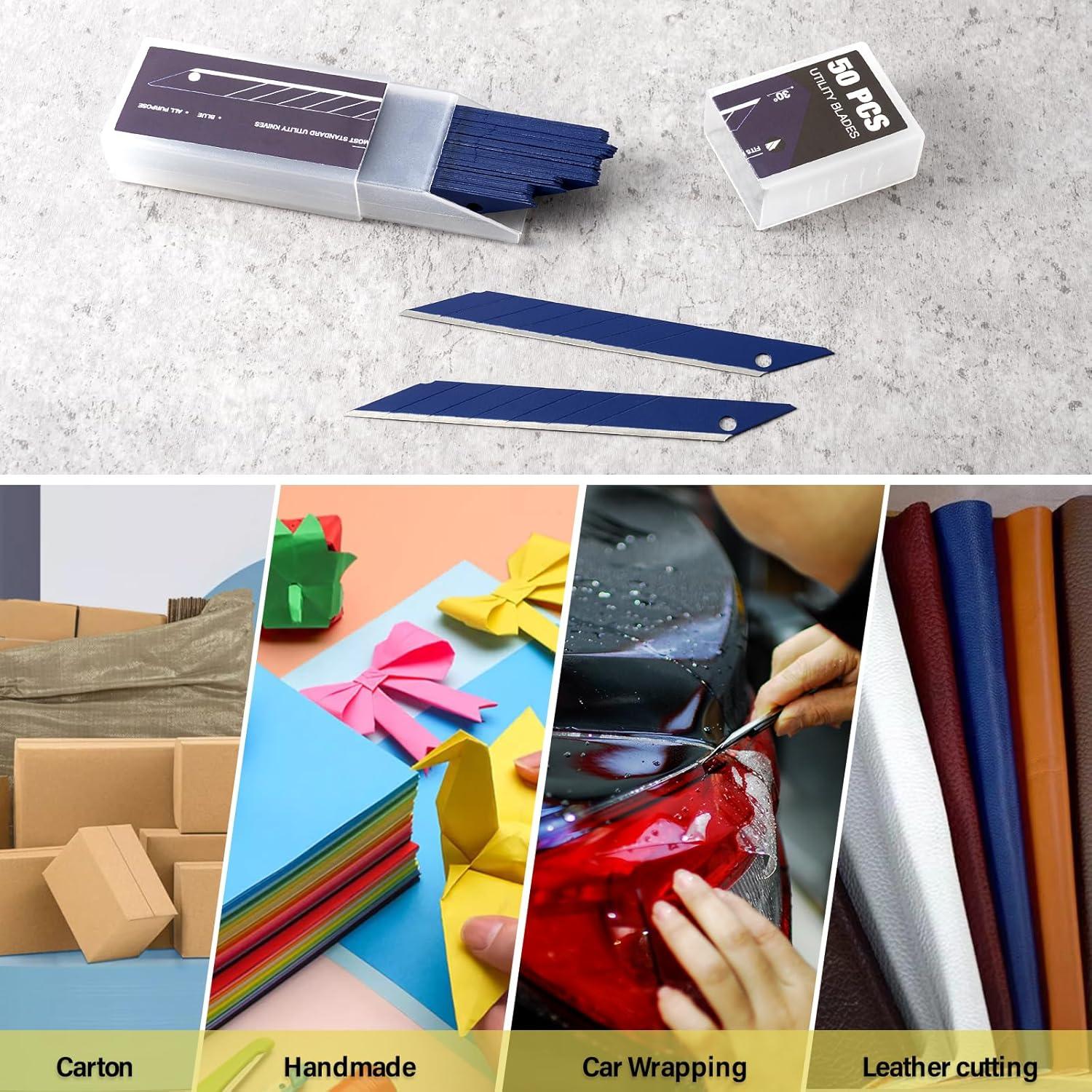 imageGomake 9mm Utility Knife Replacement Blades30 Degree Snap Off Carbon Steel Knife Blades for Retractable Cutting Knives Hobby Craft Box Cutter 100PCS BlueBlue