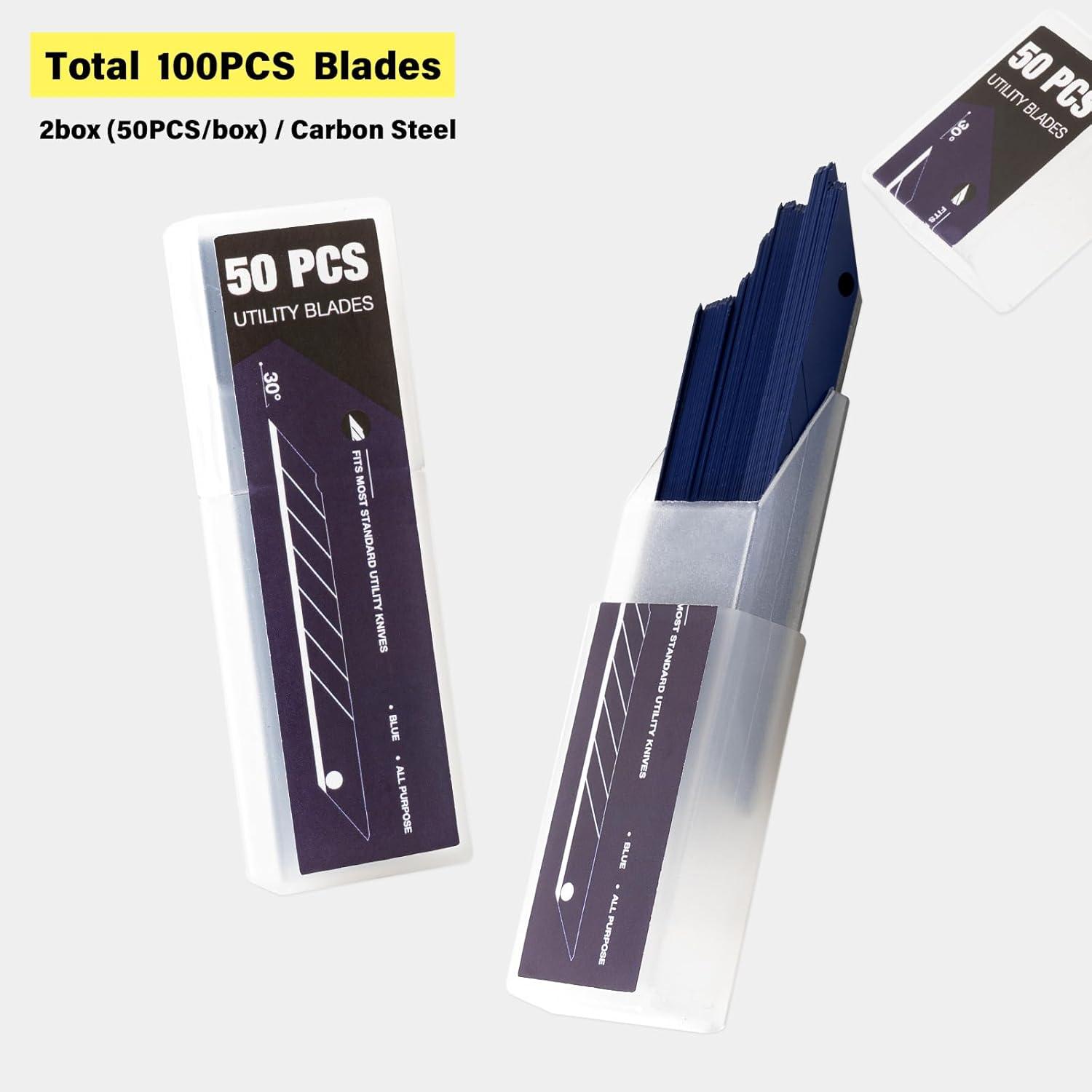 imageGomake 9mm Utility Knife Replacement Blades30 Degree Snap Off Carbon Steel Knife Blades for Retractable Cutting Knives Hobby Craft Box Cutter 100PCS BlueBlue