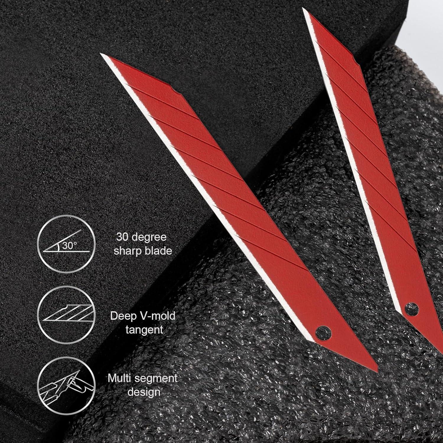imageGomake 9mm Utility Knife Replacement Blades30 Degree Snap Off Carbon Steel Knife Blades for Retractable Cutting Knives Hobby Craft Box Cutter 100PCS BlueRed