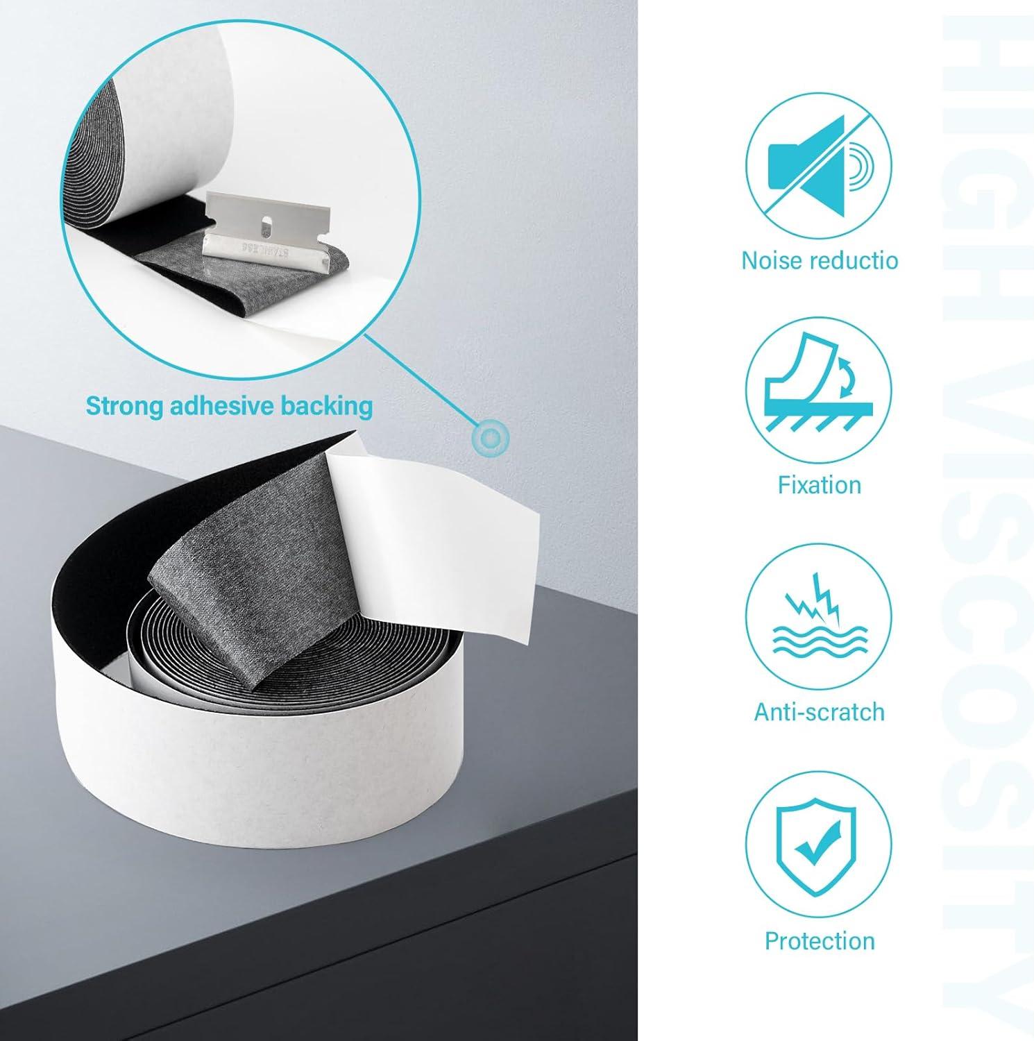 imageGomake Adhesive Felt Tape Vinyl Squeegee Buffer White SelfAdhesive Soft Fiber Felt Roll for Vinyl Squeegee Replacement and Protecting Furniture Hard Surfaces DIY Adhesive1969 inch LengthWhiteBlack