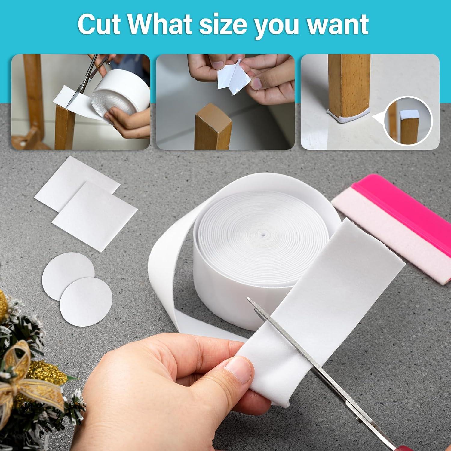 imageGomake Adhesive Felt Tape Vinyl Squeegee Buffer White SelfAdhesive Soft Fiber Felt Roll for Vinyl Squeegee Replacement and Protecting Furniture Hard Surfaces DIY Adhesive1969 inch LengthWhite