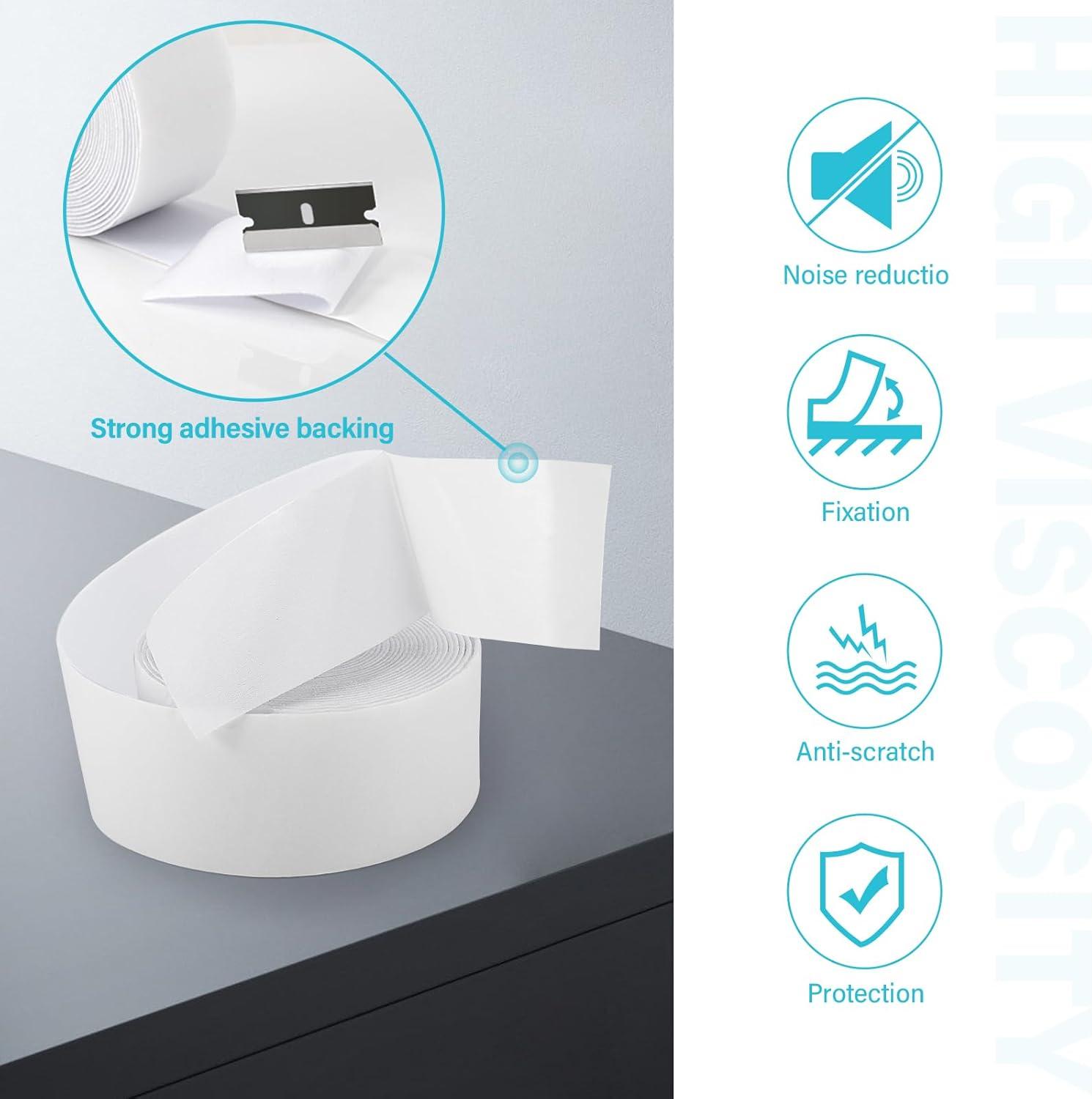 imageGomake Adhesive Felt Tape Vinyl Squeegee Buffer White SelfAdhesive Soft Fiber Felt Roll for Vinyl Squeegee Replacement and Protecting Furniture Hard Surfaces DIY Adhesive1969 inch LengthWhite