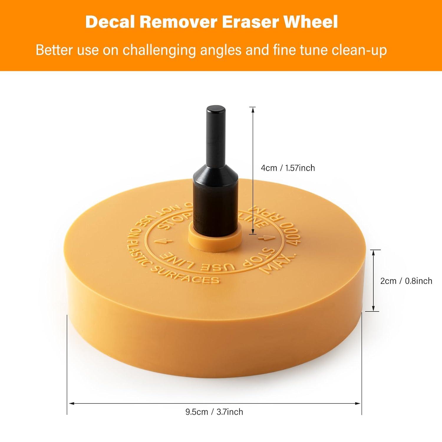 imageGomake Decal Remover Eraser Wheel Tool Kit with Drill Adapter Vinyl Decal Adhesive Removal Tool with Razor Blade Scraper for Removing Pinstripes Stickers Mix 2 Pack SlottedMix
