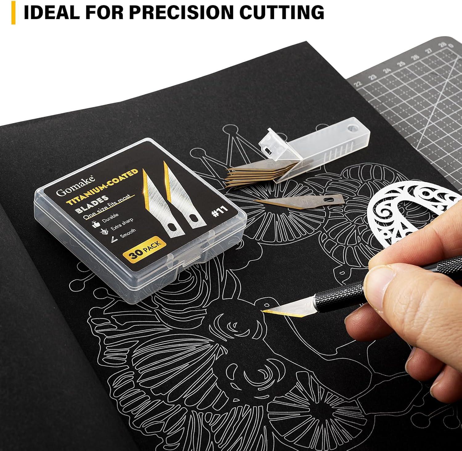 imageGomake Exacto Knife Blades 11 Titanium Coated Replacement Blades for Precision Hobby Knife 30 Pack