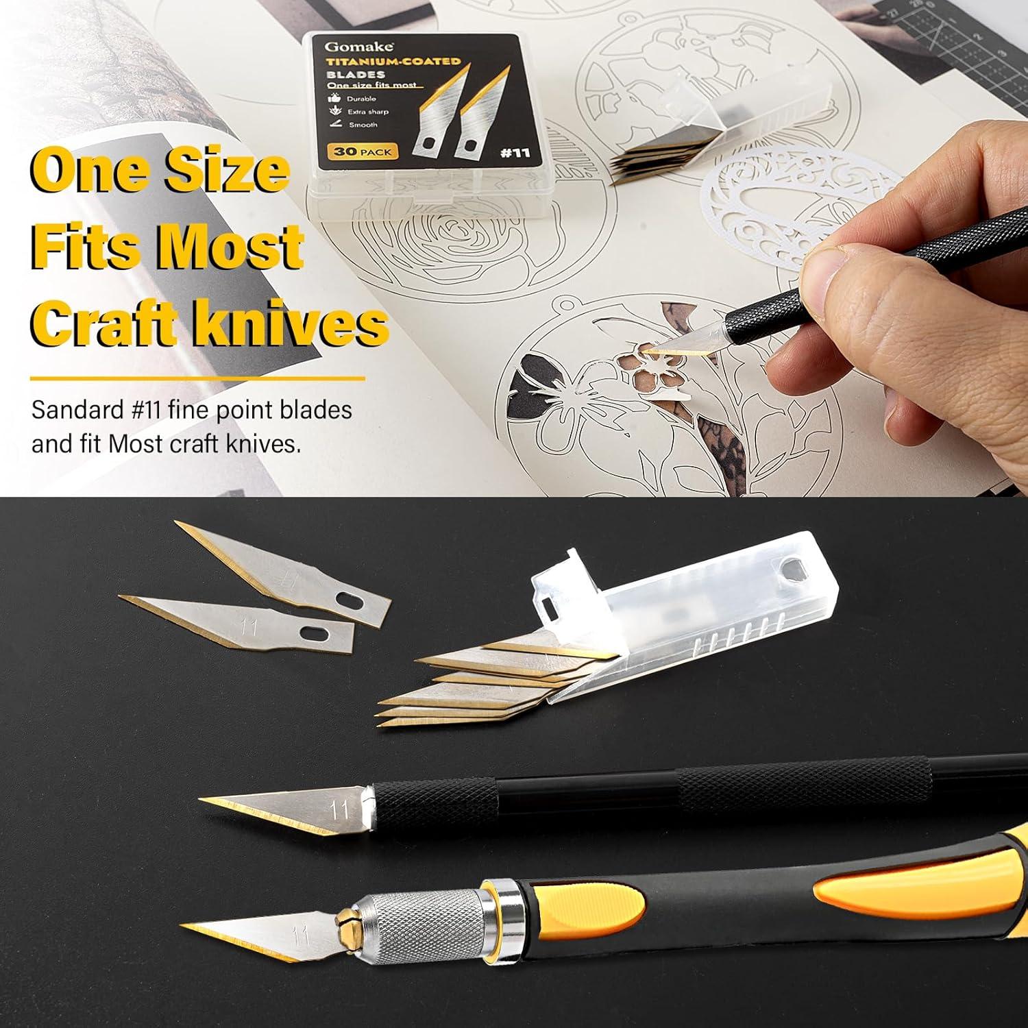imageGomake Exacto Knife Blades 11 Titanium Coated Replacement Blades for Precision Hobby Knife 30 Pack