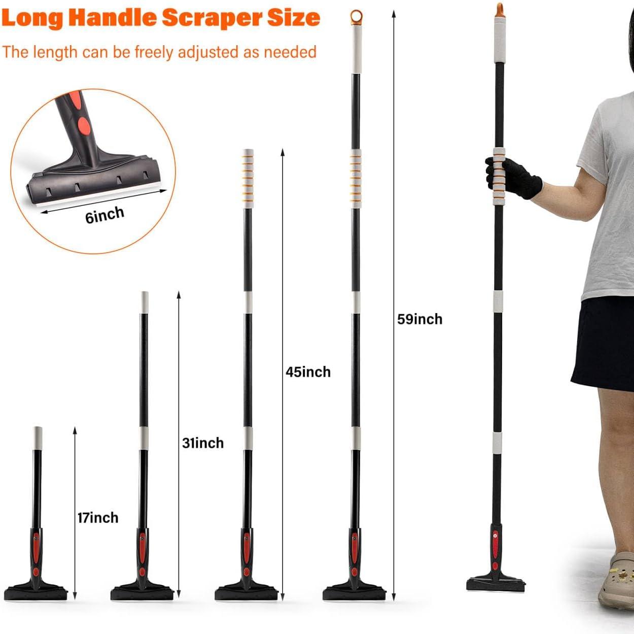 imageGomake Extendable Floor Scraper Heavy Duty 6quot Wide Razor Blade Scraper Tool with 1759quot 14ft 49ftLong Handle 10PCS Extra Metal Blades for Cleaning Glass Wall Gum Paint Tile Glue