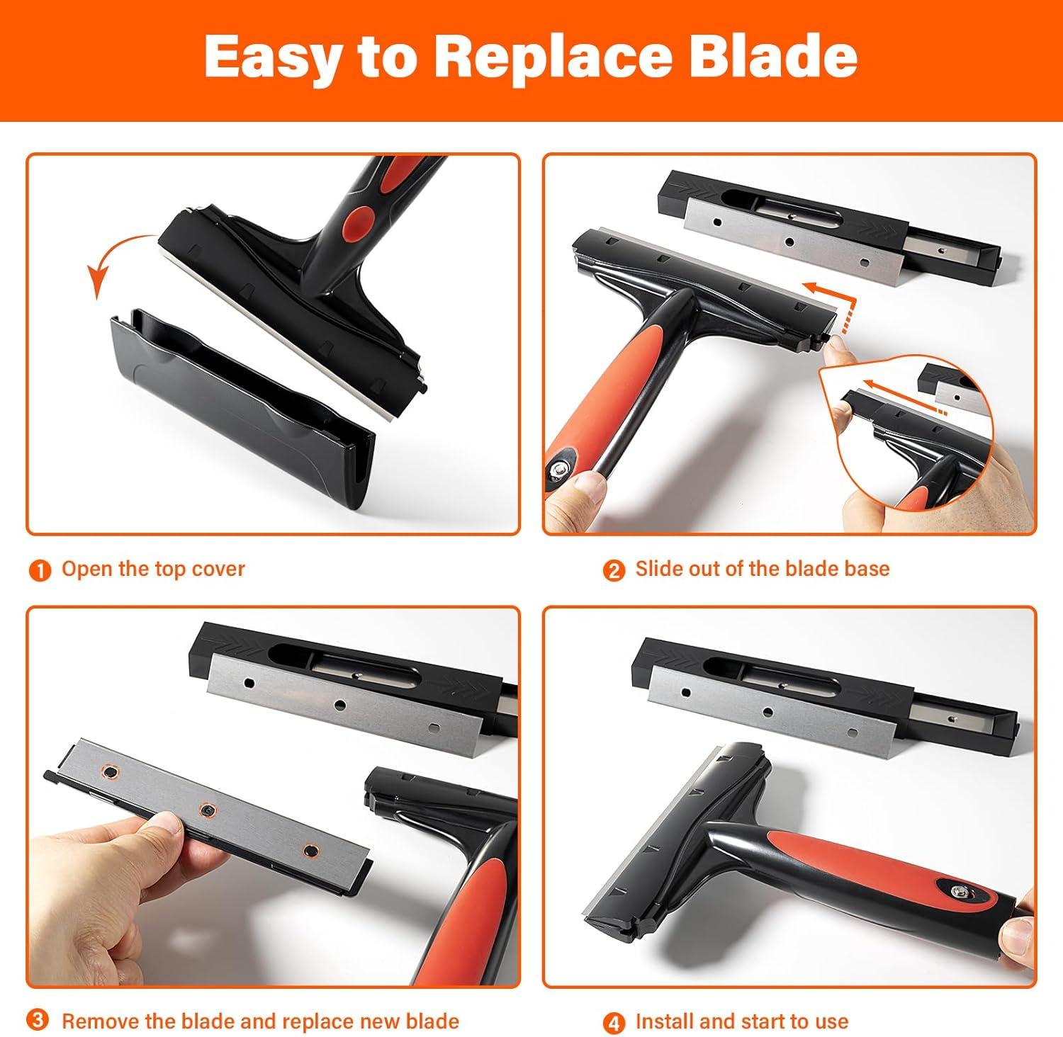 imageGomake Extendable Floor Scraper Heavy Duty 6quot Wide Razor Blade Scraper Tool with 1759quot 14ft 49ftLong Handle 10PCS Extra Metal Blades for Cleaning Glass Wall Gum Paint Tile Glue