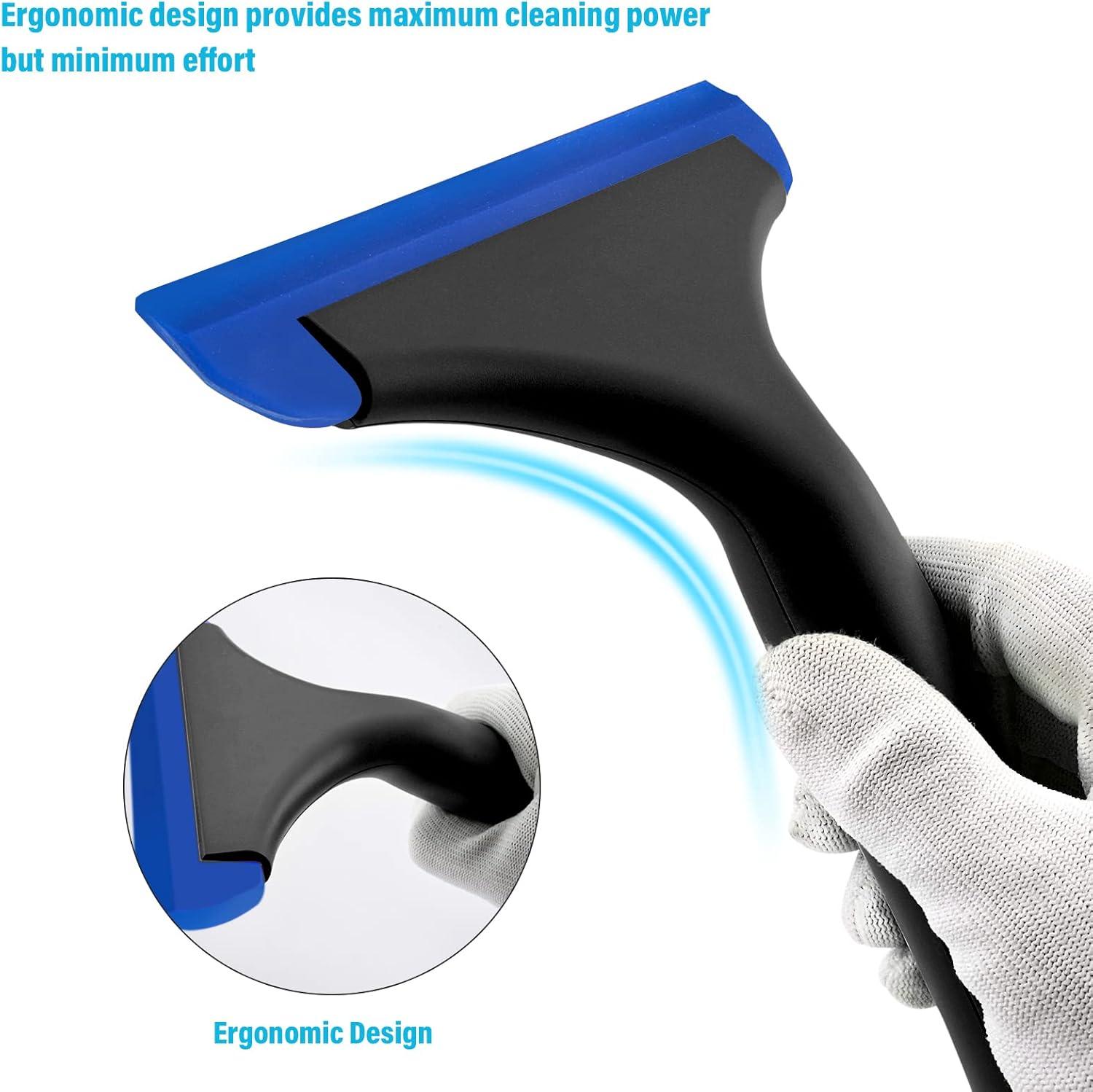 imageGomake Small Silicone Squeegee Window Shower Squeegee ToolAuto Water Blade for Car Windshield Window Mirror Glass DoorBathroomBlack Blue