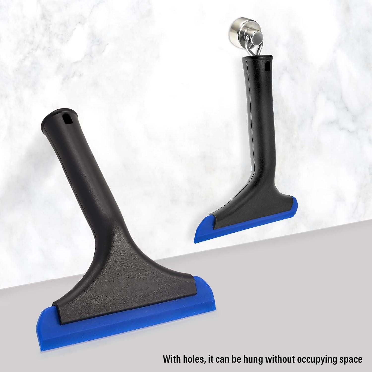 imageGomake Small Silicone Squeegee Window Shower Squeegee ToolAuto Water Blade for Car Windshield Window Mirror Glass DoorBathroomBlack Blue