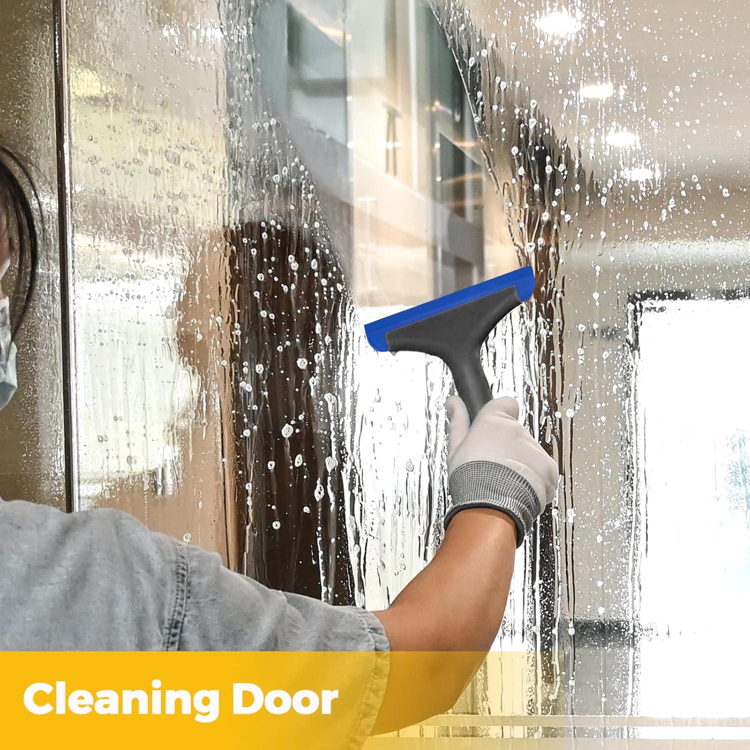 imageGomake Small Silicone Squeegee Window Shower Squeegee ToolAuto Water Blade for Car Windshield Window Mirror Glass DoorBathroomBlack Blue