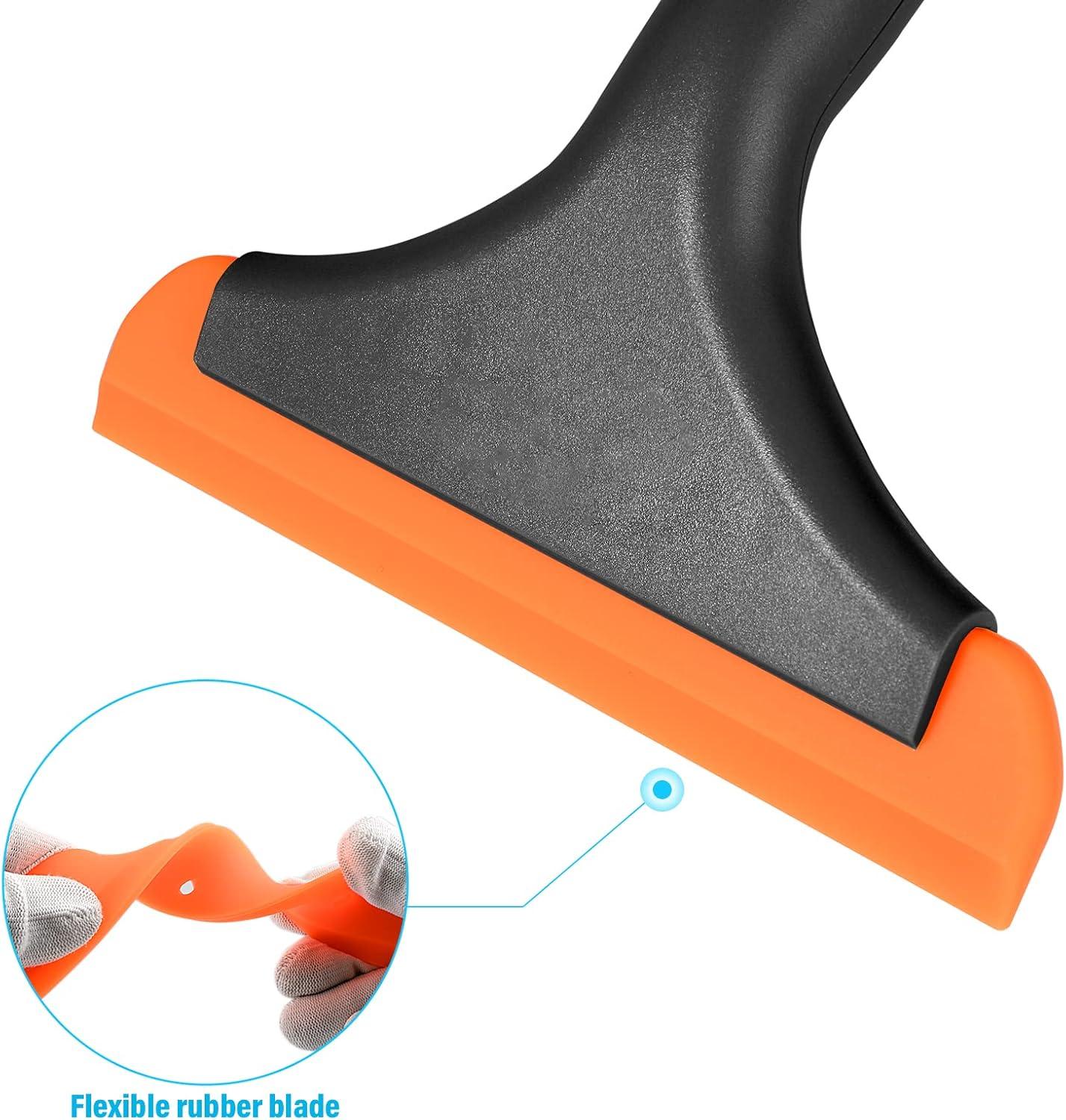 imageGomake Small Silicone Squeegee Window Shower Squeegee ToolAuto Water Blade for Car Windshield Window Mirror Glass DoorBathroomBlackorange