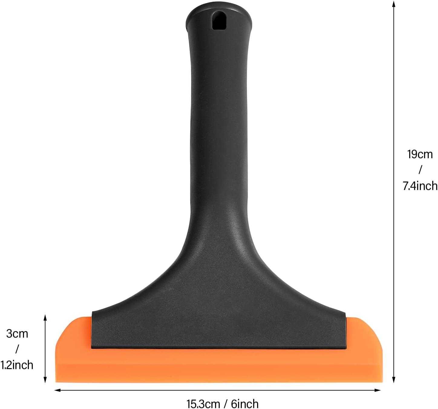 imageGomake Small Silicone Squeegee Window Shower Squeegee ToolAuto Water Blade for Car Windshield Window Mirror Glass DoorBathroomBlackorange