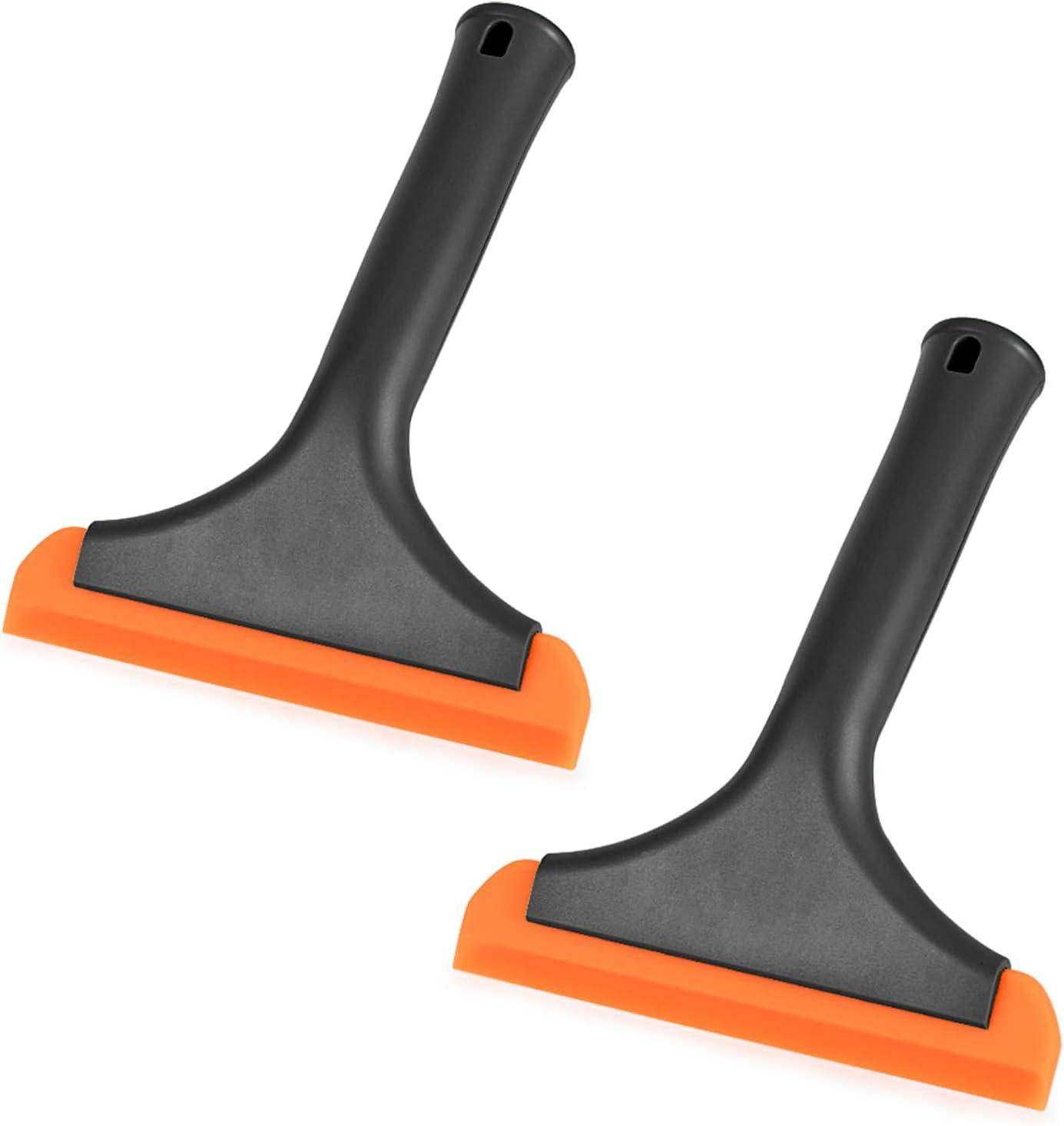 imageGomake Small Silicone Squeegee Window Shower Squeegee ToolAuto Water Blade for Car Windshield Window Mirror Glass DoorBathroomBlackorange
